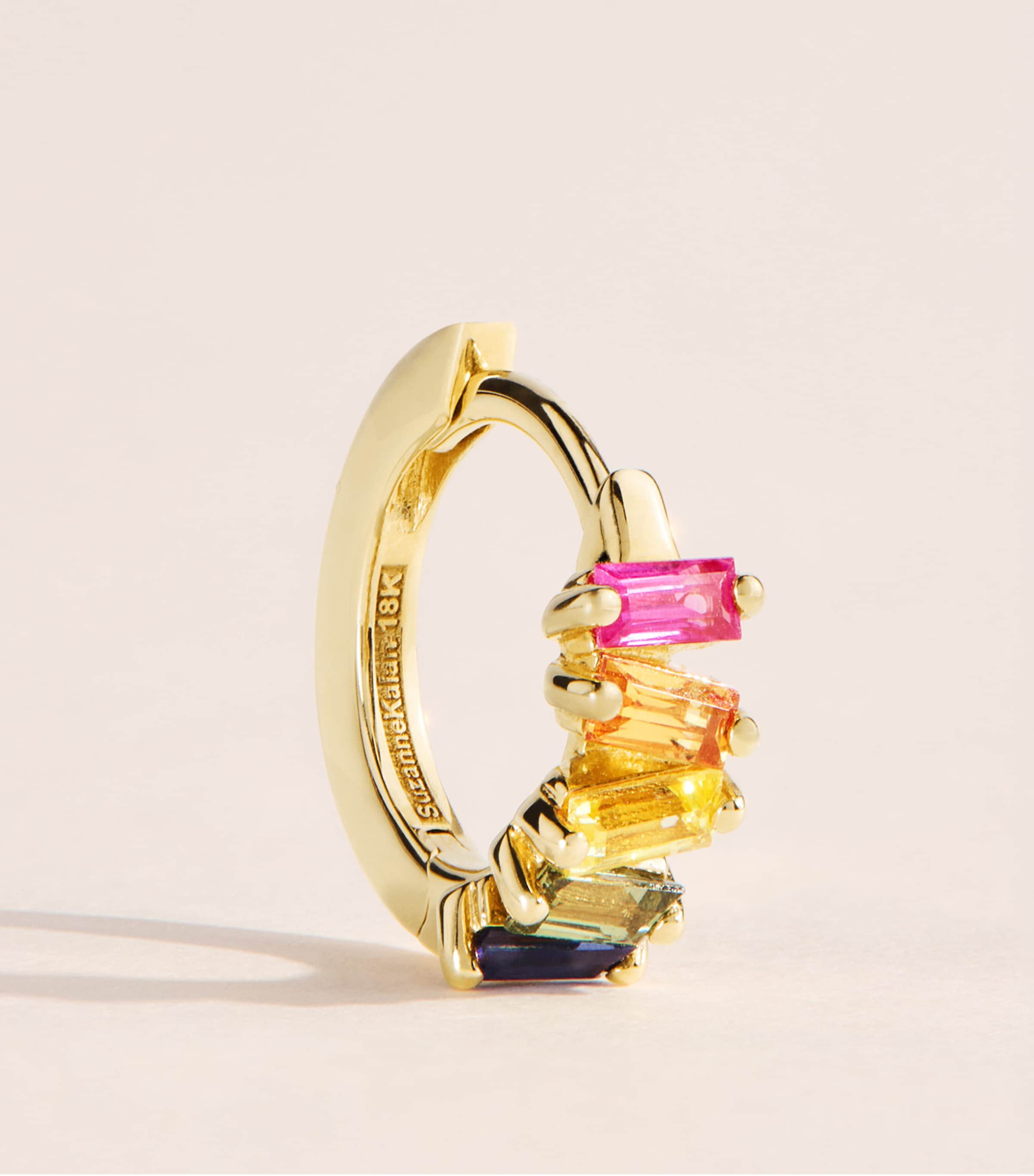 Suzanne Kalan Yellow Gold and Rainbow Sapphire Bold Huggie Earrings Yg/rs Image 5
