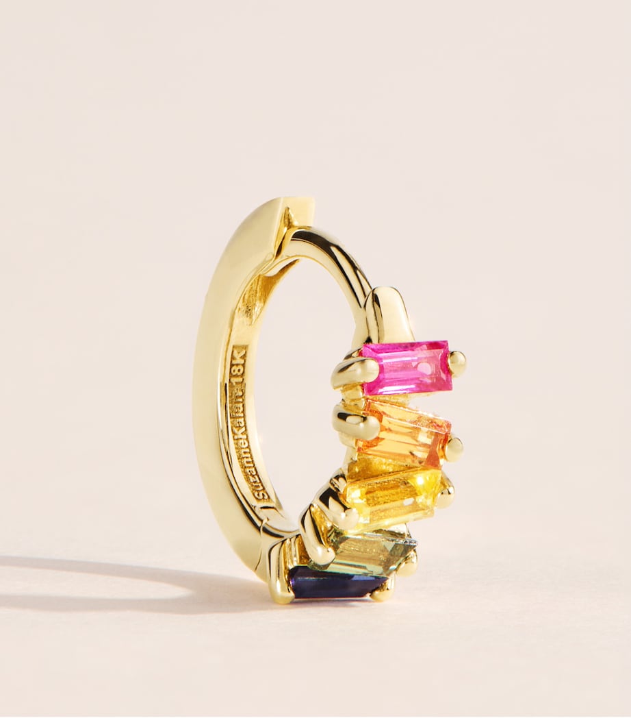 Suzanne Kalan Yellow Gold and Rainbow Sapphire Bold Huggie Earrings Yg/rs Image 5