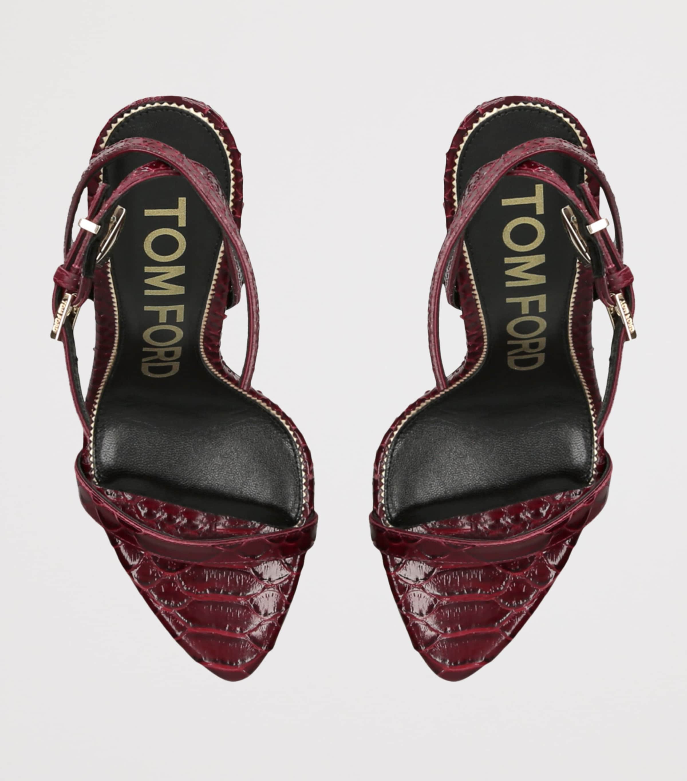 TOM FORD Leather Padlock Sandals 105 Red/dark Image 4