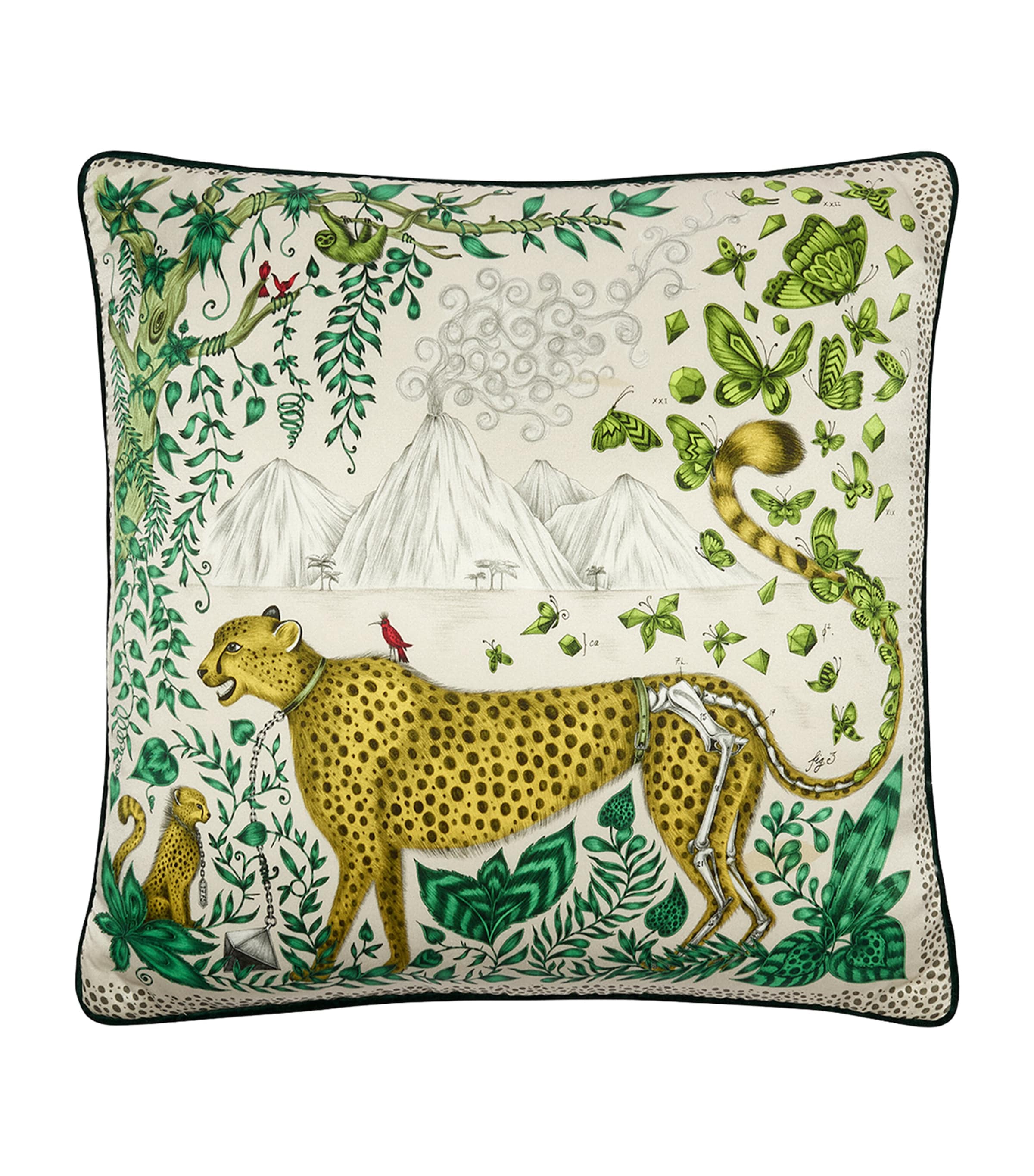 Emma J Shipley Silk-cotton Cheetah Cushion In Yellow
