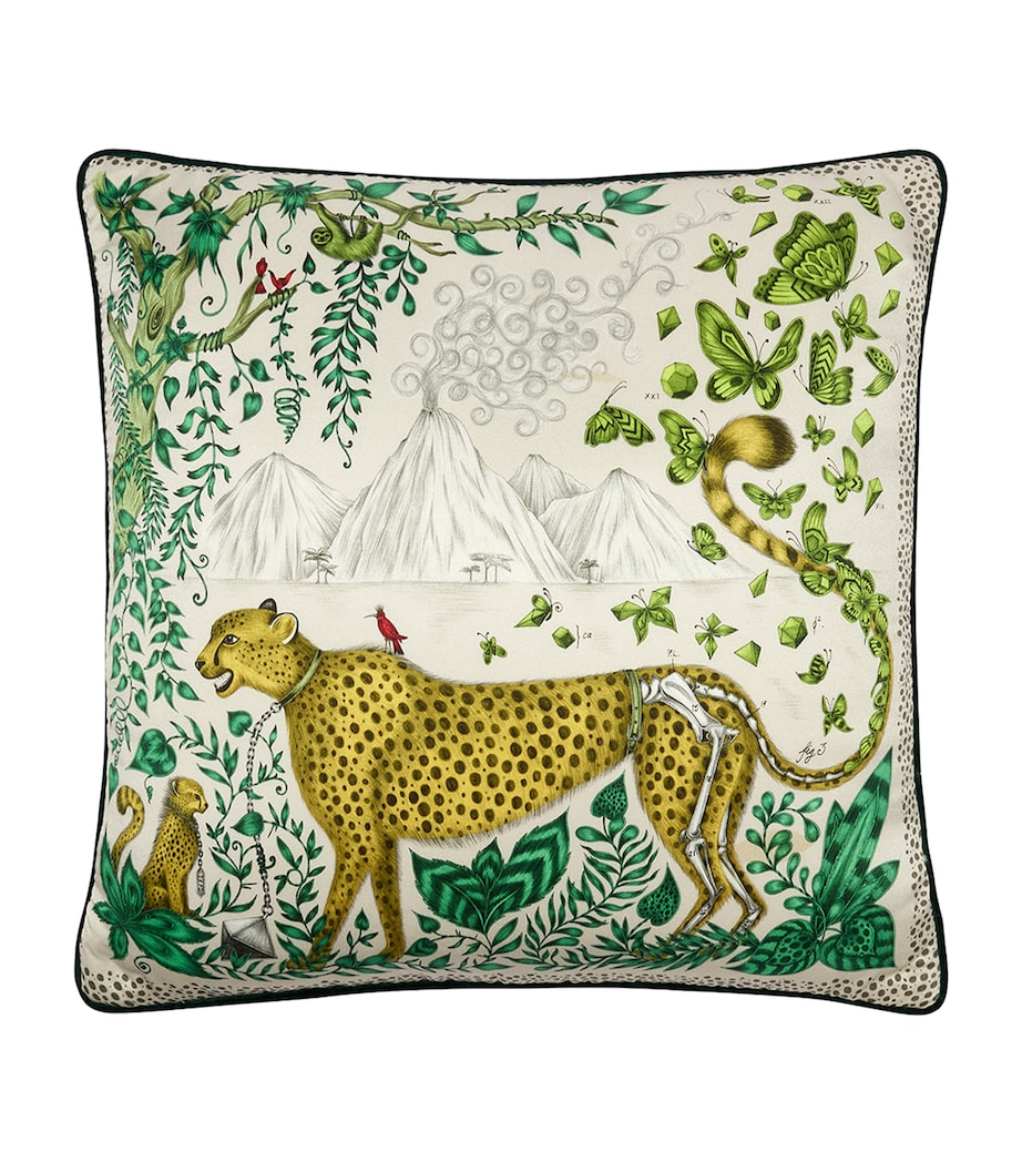 Emma J Shipley Silk-Cotton Cheetah Cushion (45cm x 45cm) Yellow Image 1