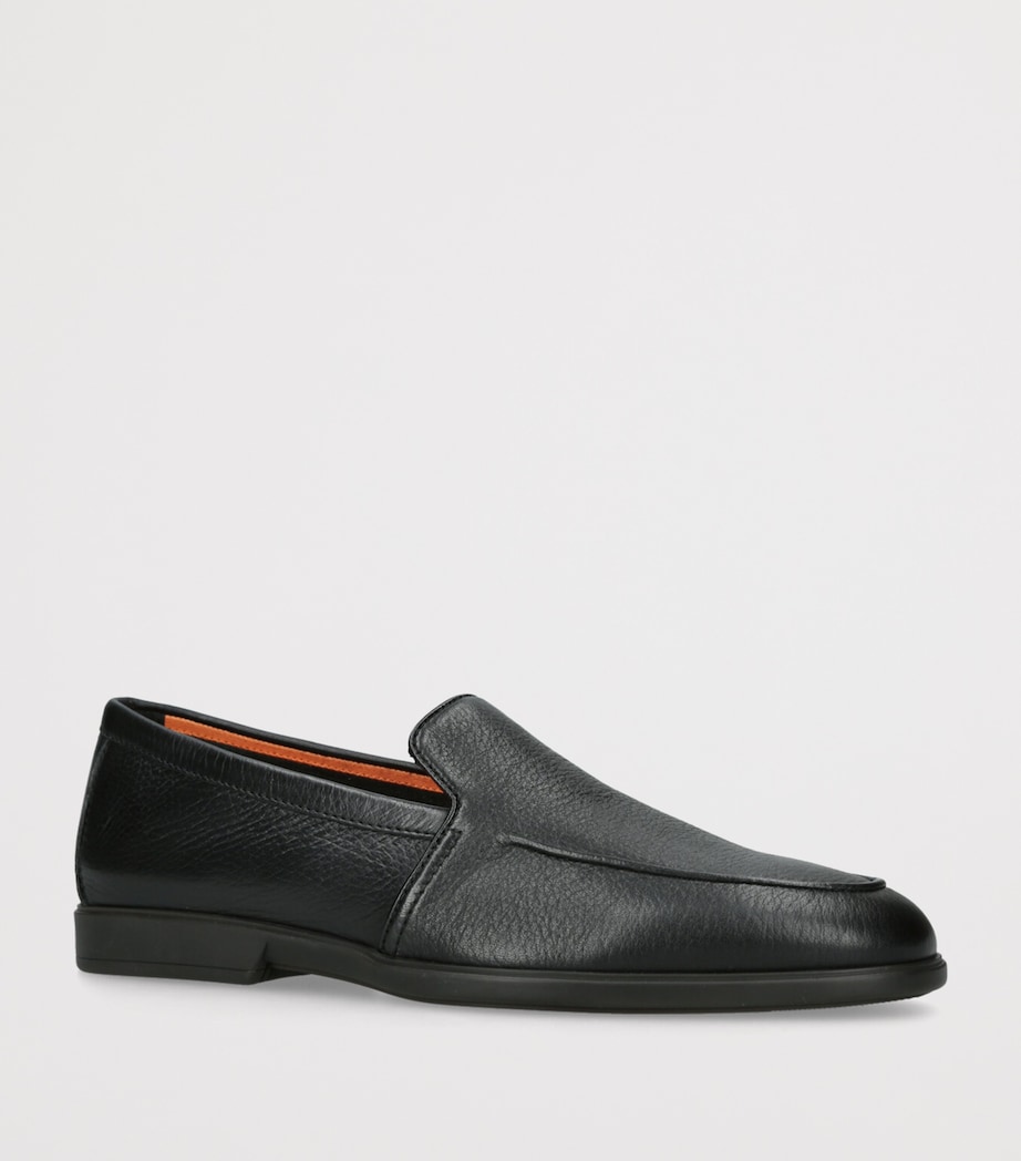 Santoni Leather Malibu Loafers Black Image 3