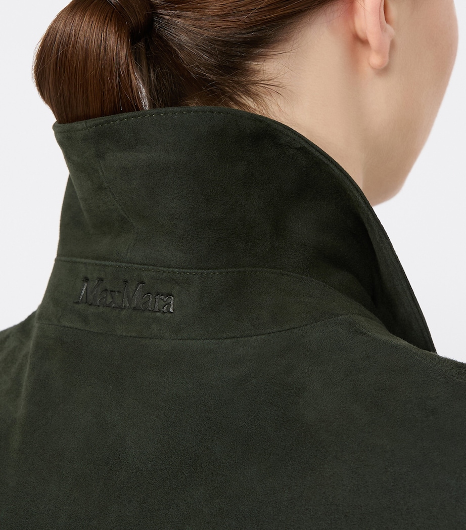 Max Mara Womens Suede Shirt Jacket Green Image 5