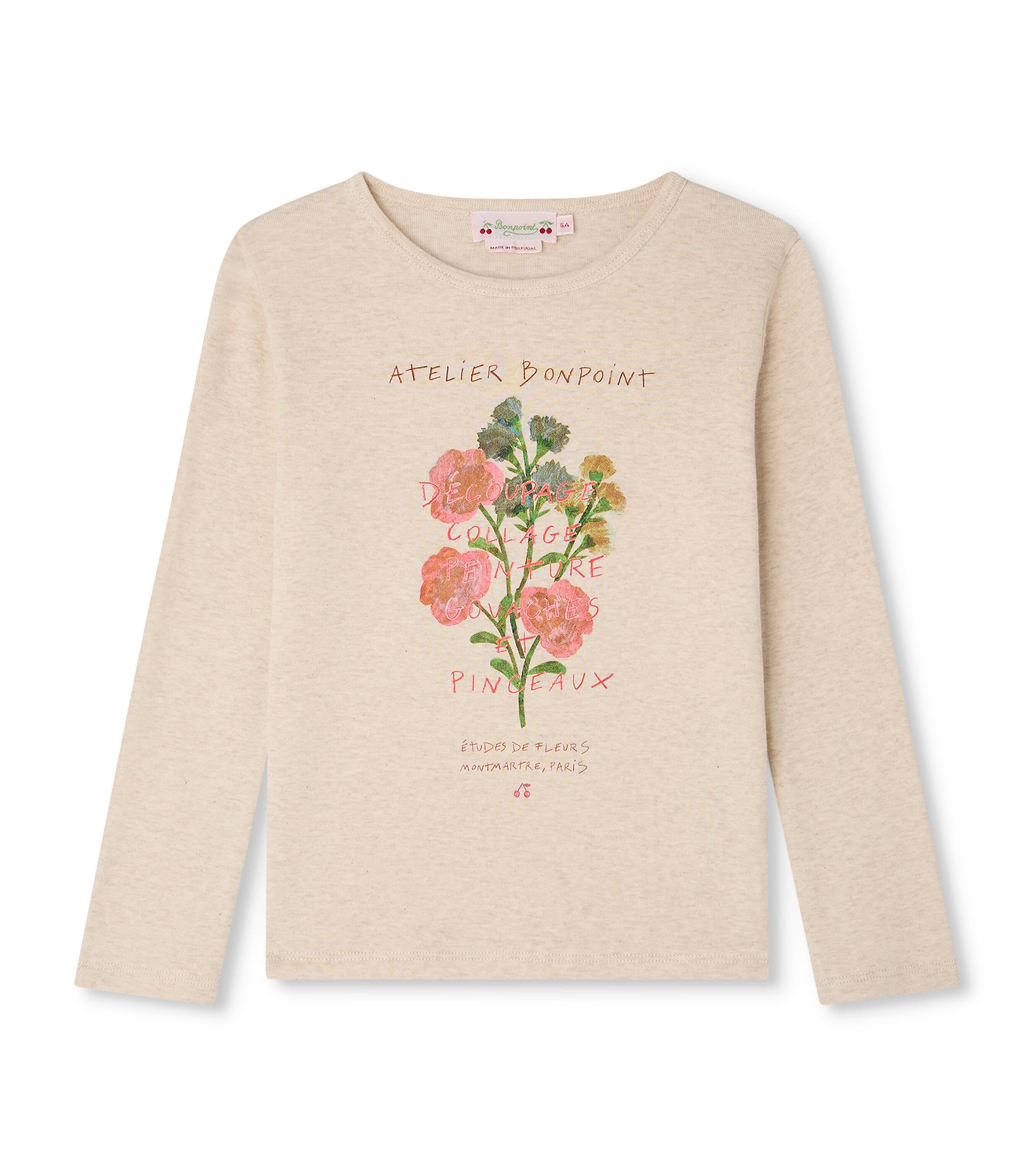 Bonpoint Cotton Tidjiane Floral T-Shirt (4-8 Years) Beige Chine Image 1
