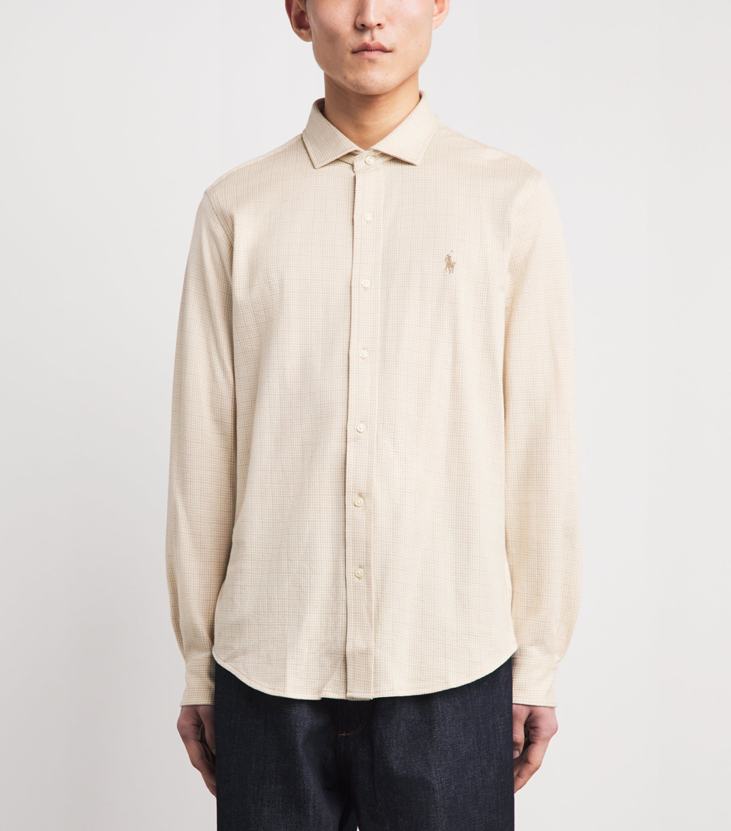 Polo Ralph Lauren Mens Cotton Check Shirt Gln Pld Snd Dune/wht Image 4