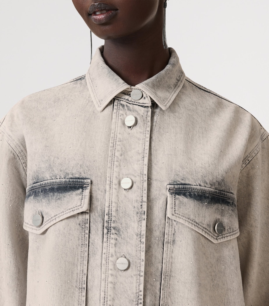 Organic Denim Faye Mini Shirt Dress SNOW GREY Image 8