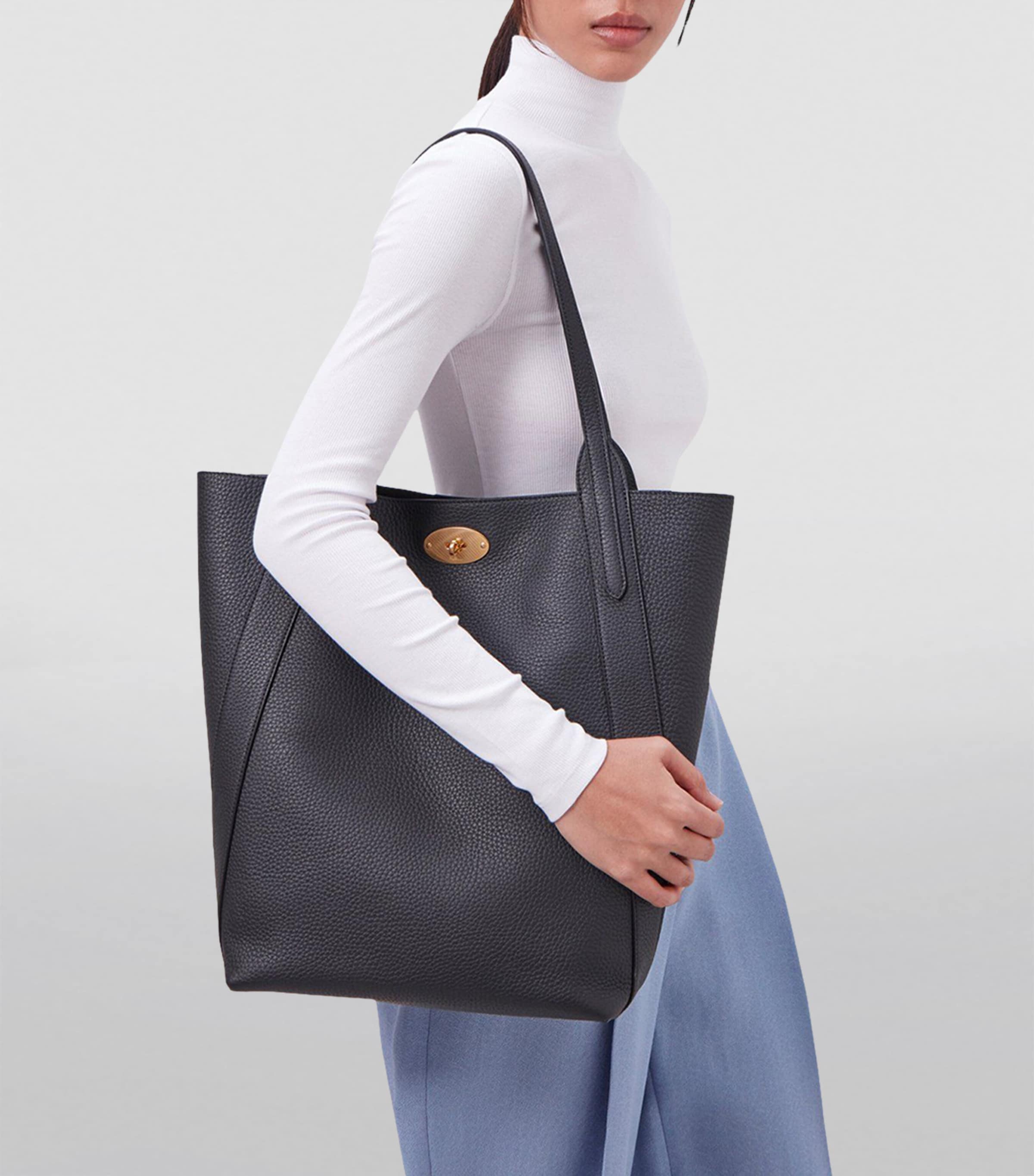 Leather North South Bayswater Tote Bag BLACK Image 5