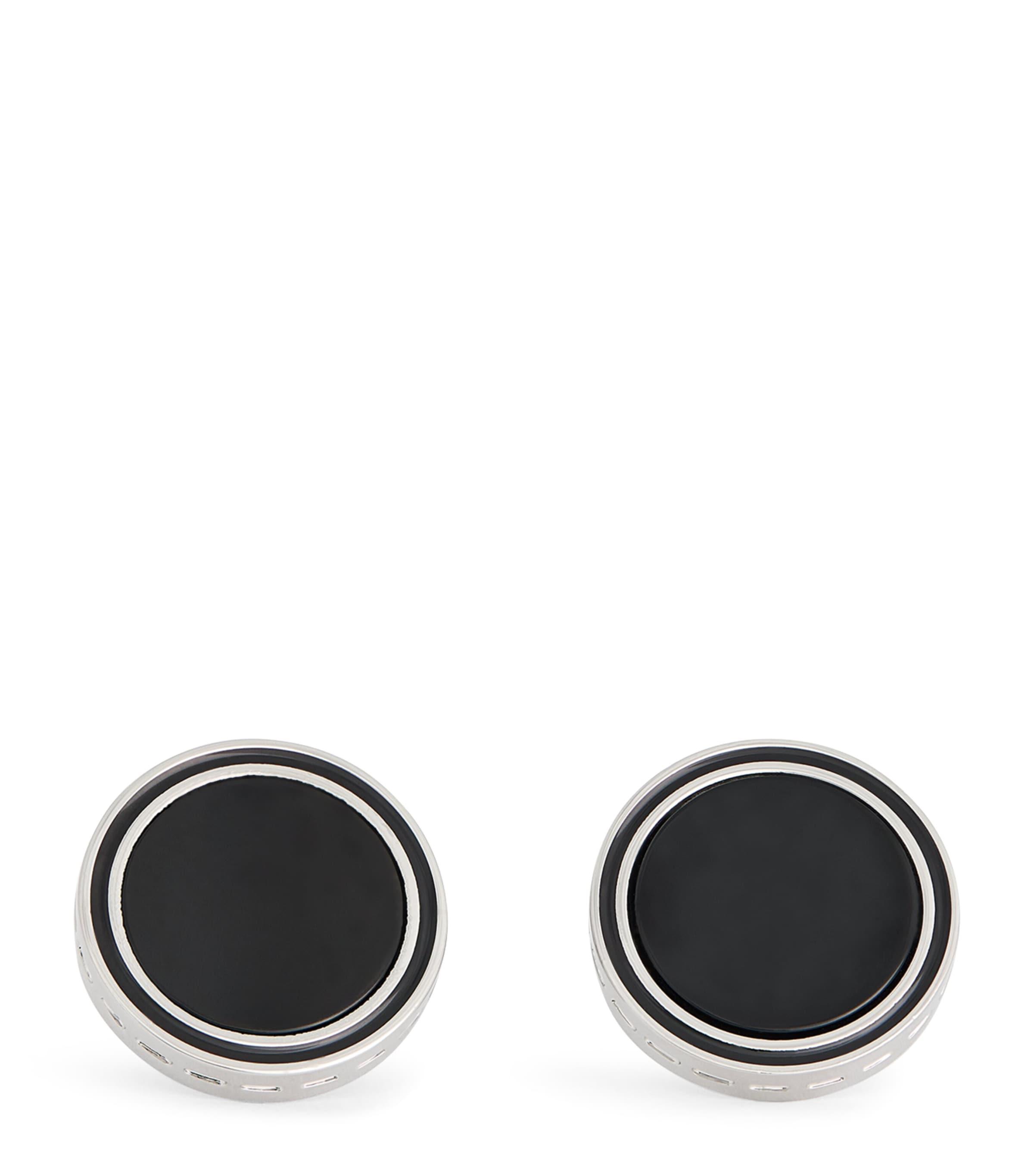 Tateossian Round Onyx Cufflinks In Black