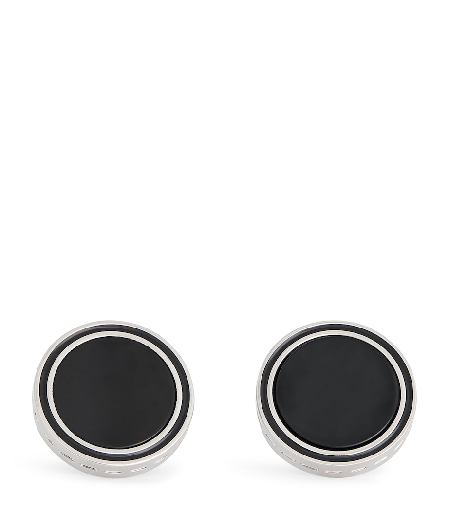 Round Onyx Cufflinks BLACK Image 1
