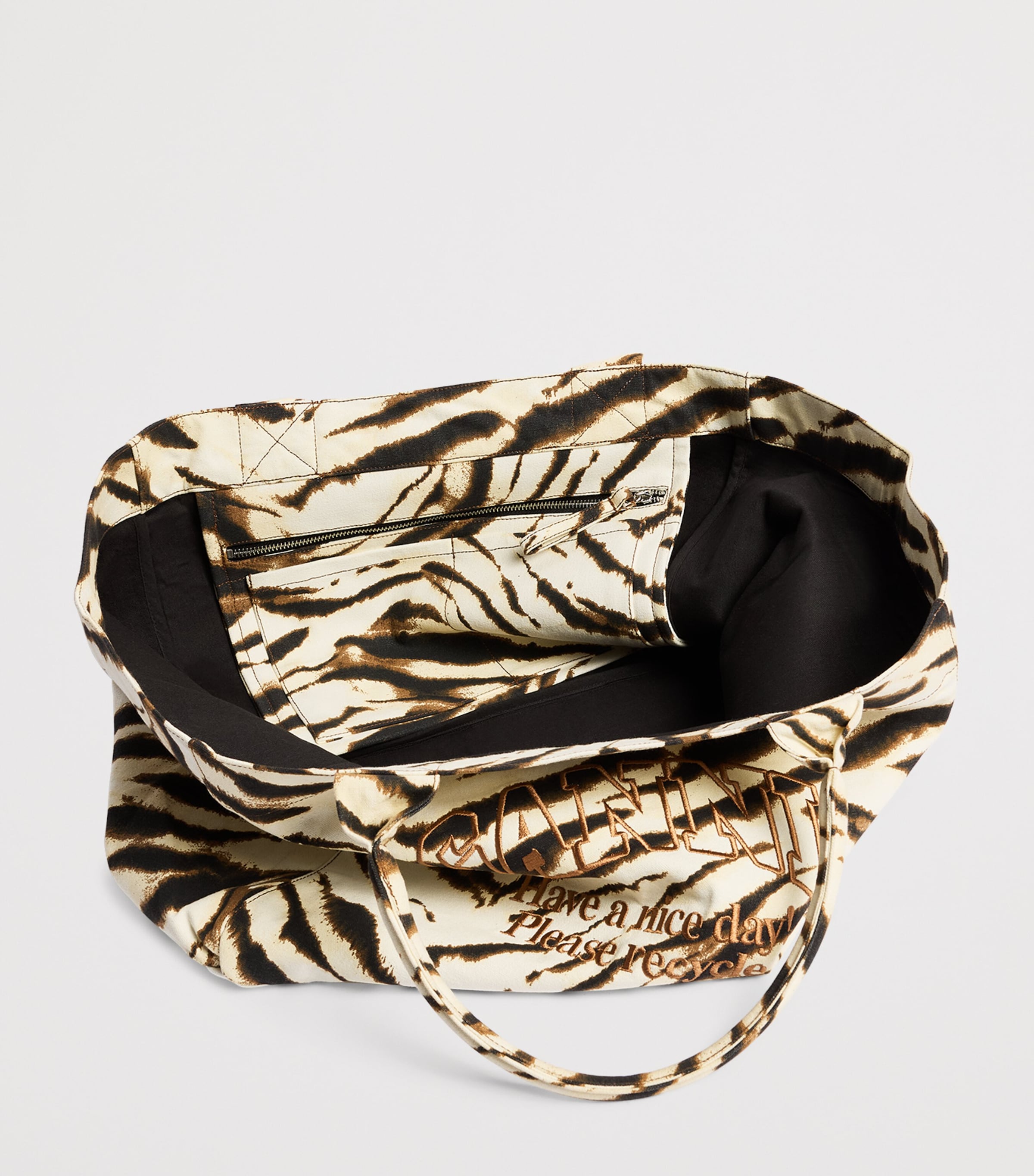 GANNI Large Canvas Zebra Tote Bag Egret Image 5