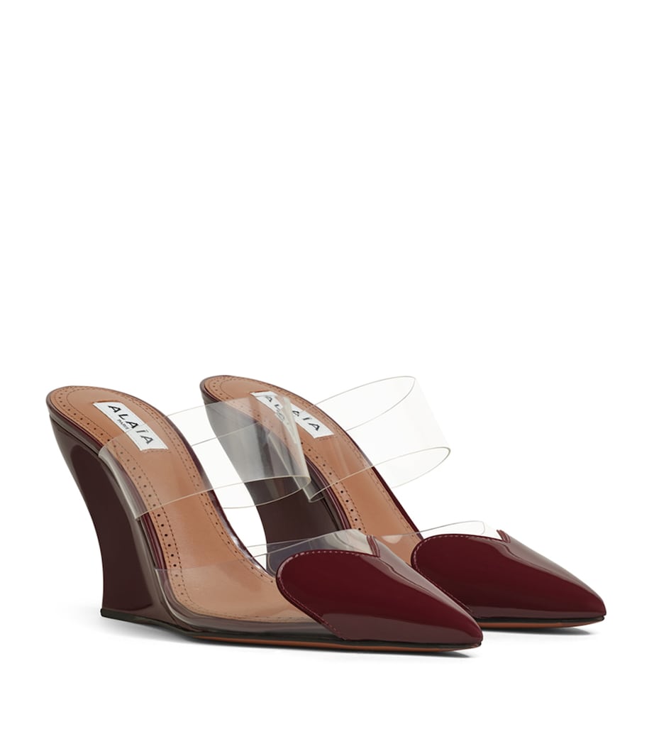 Alaïa Womens Leather-PVC Le Coeur Wedge Mules 90 Rouge Grenat Image 2