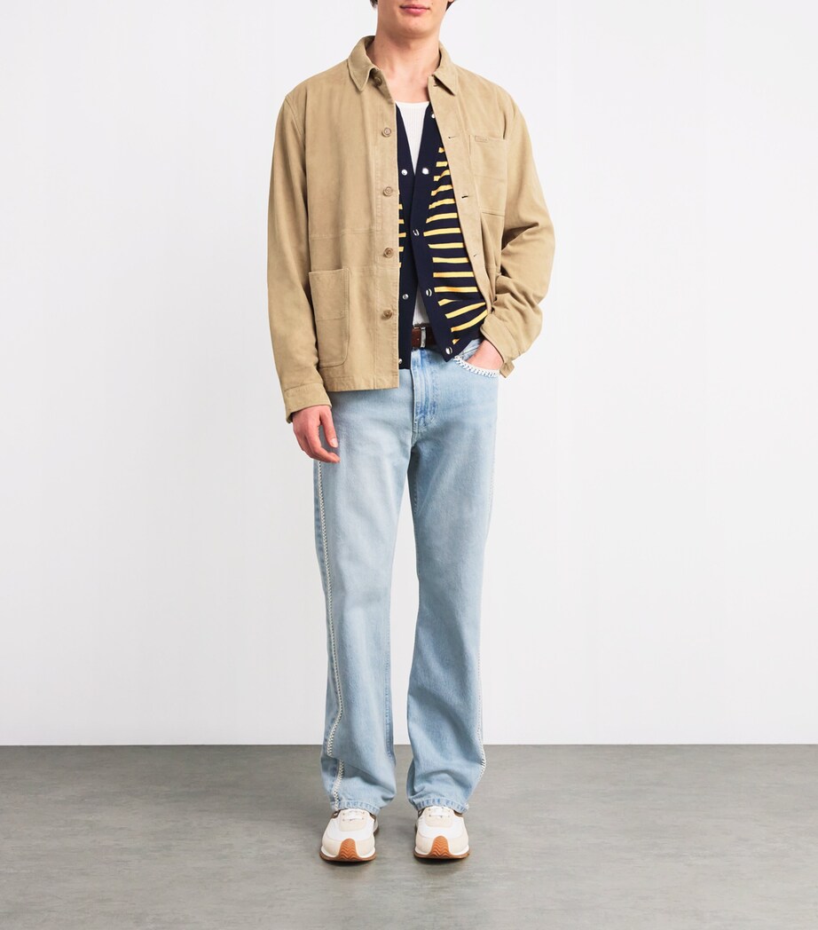 Polo Ralph Lauren Mens Suede Overshirt Beige/khaki Image 2