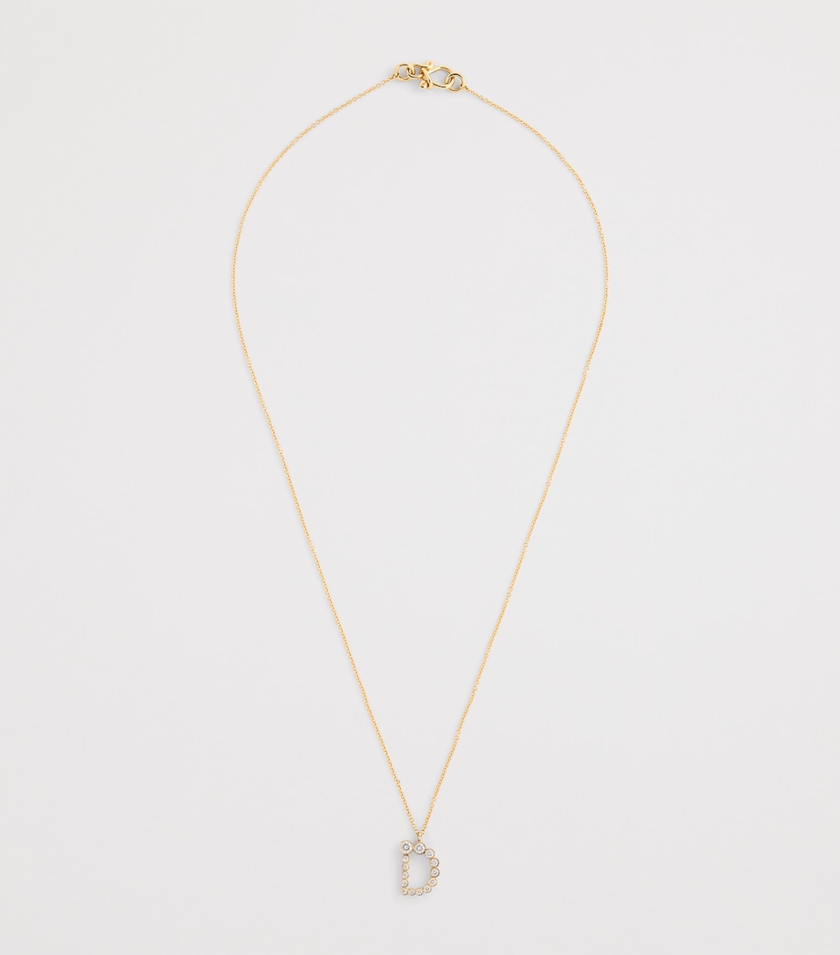 Yellow Gold and Diamond Soprano 'D' Necklace YELLOW GOLD Image 3