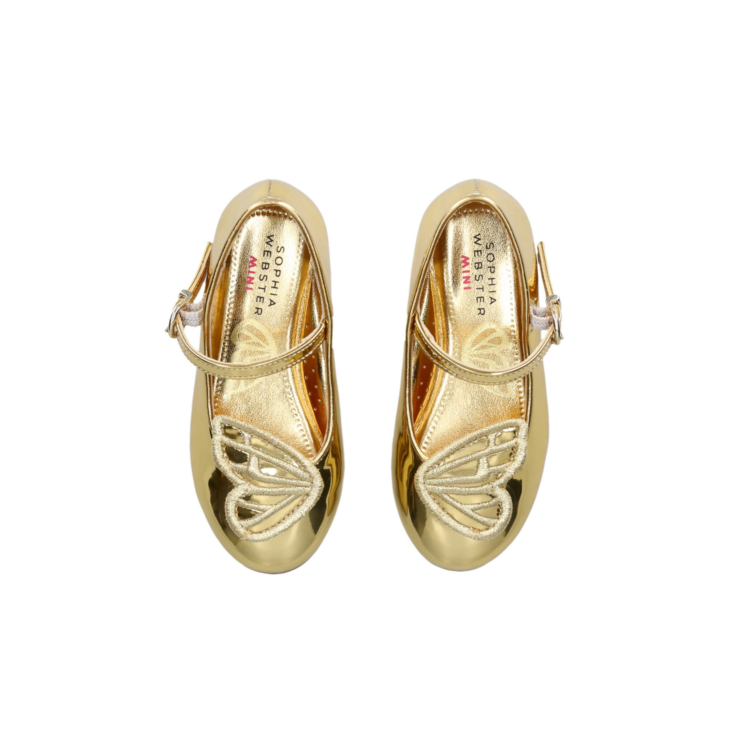 Sophia Webster Mini Embroidered Butterfly Ballet Flats Gold Image 4