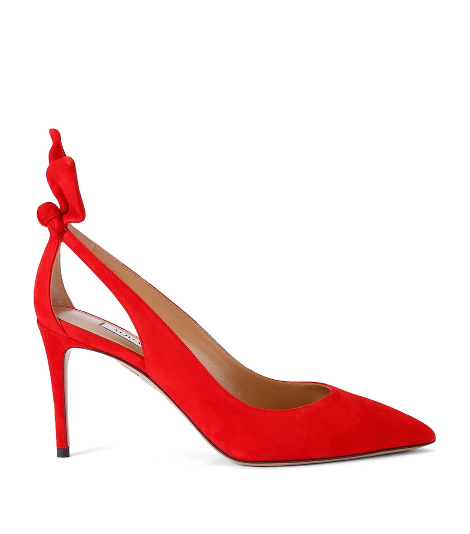 Aquazzura Suede Bow Tie Pumps 85 Red Image 1