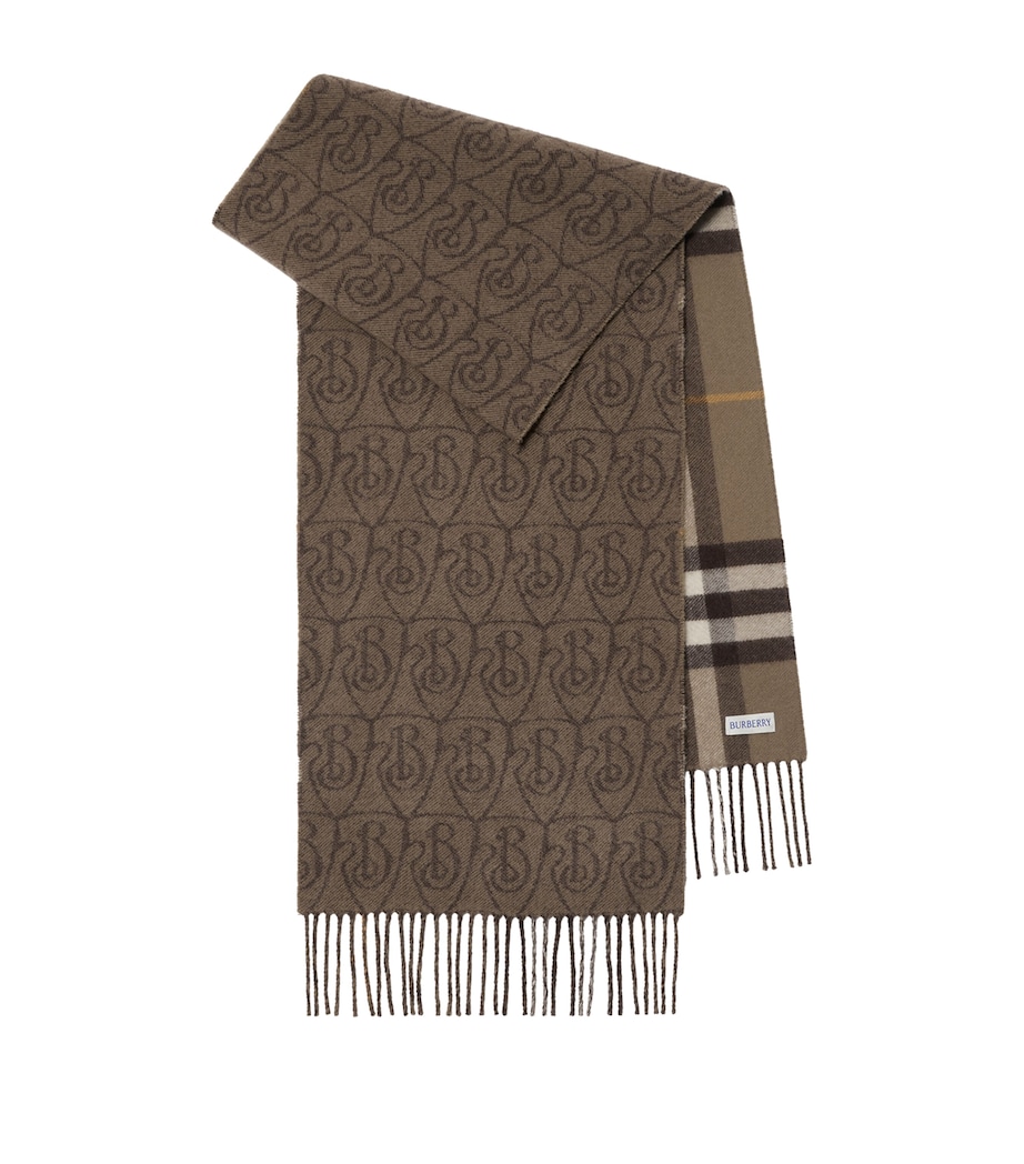 Cashmere Reversible B Shield Scarf VOLE BROWN Image 1