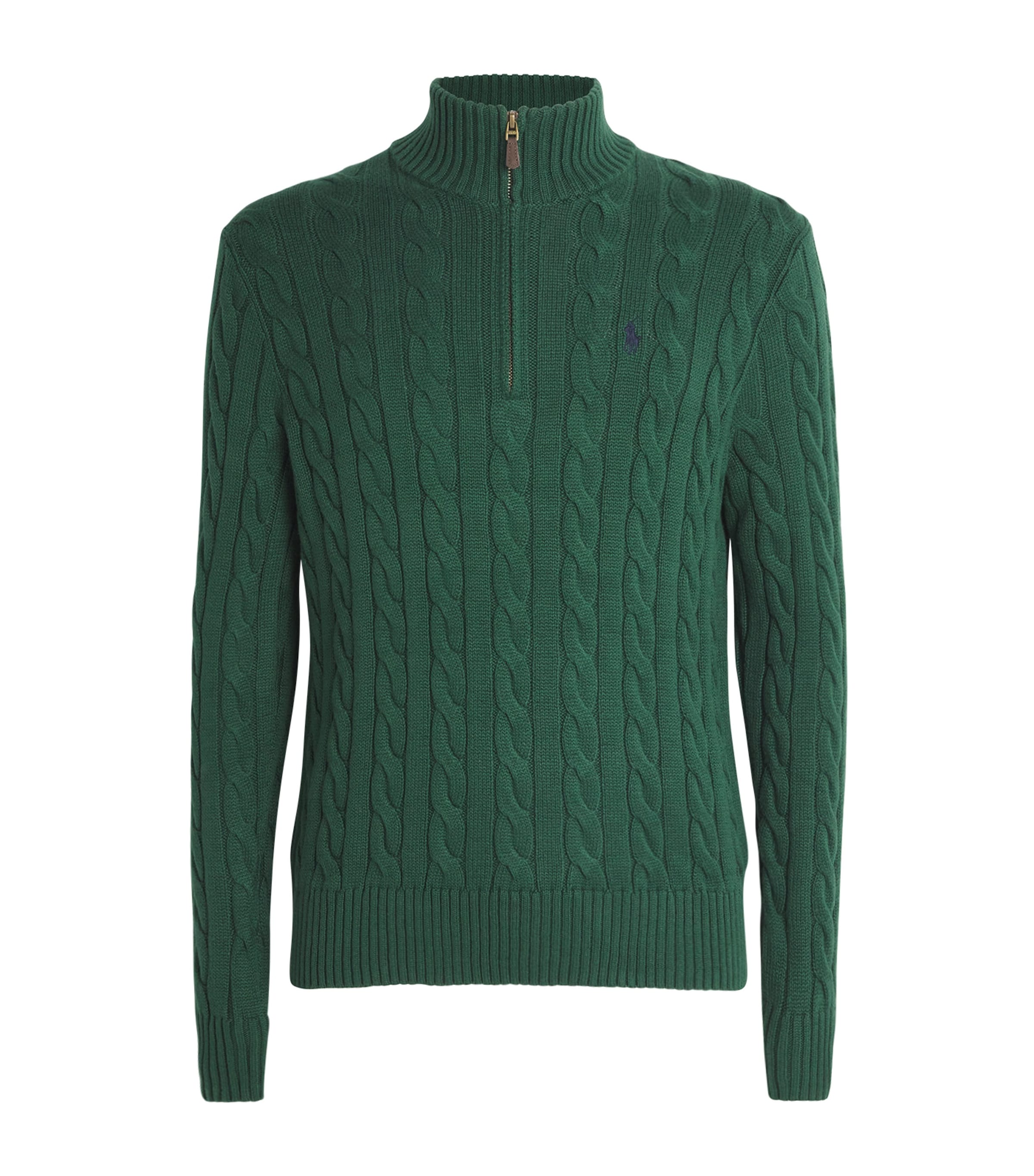 Polo Ralph Lauren Cotton Quarter-zip Sweater In Green