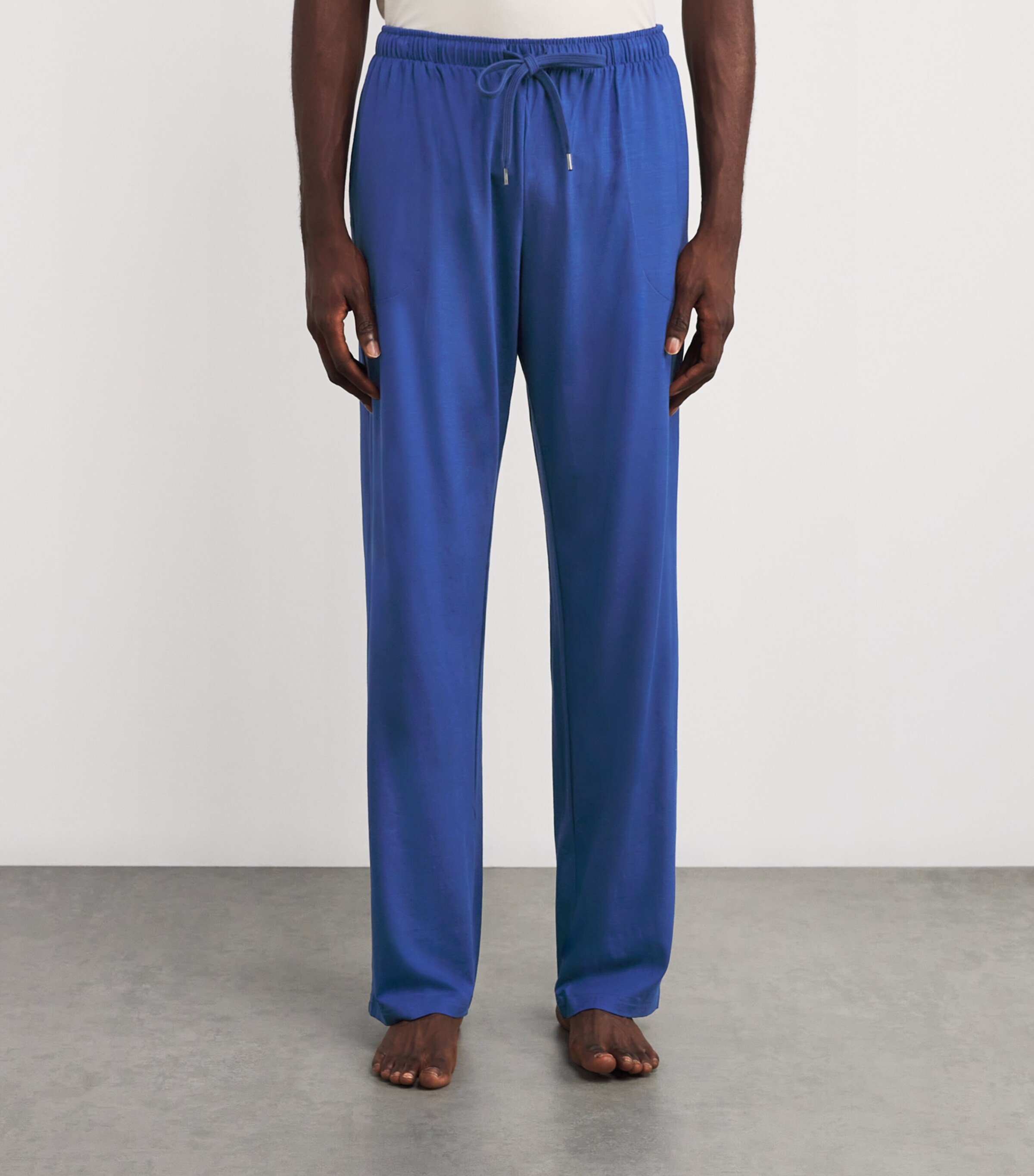 Derek Rose Mens Basel Lounge Trousers Blue Image 3