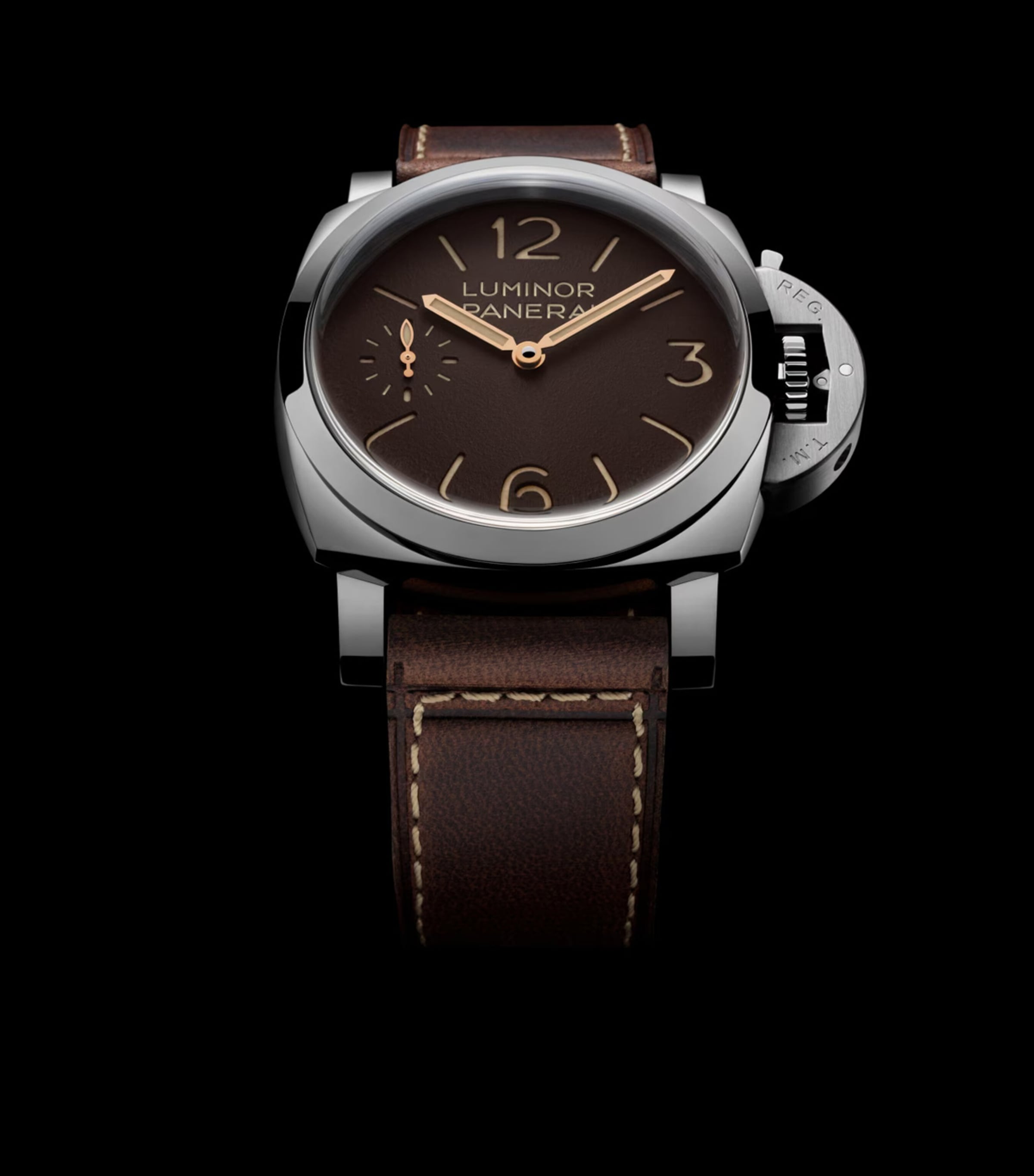 Panerai Stainless Steel Luminor Tre Giorni Watch 44mm Brown Image 2
