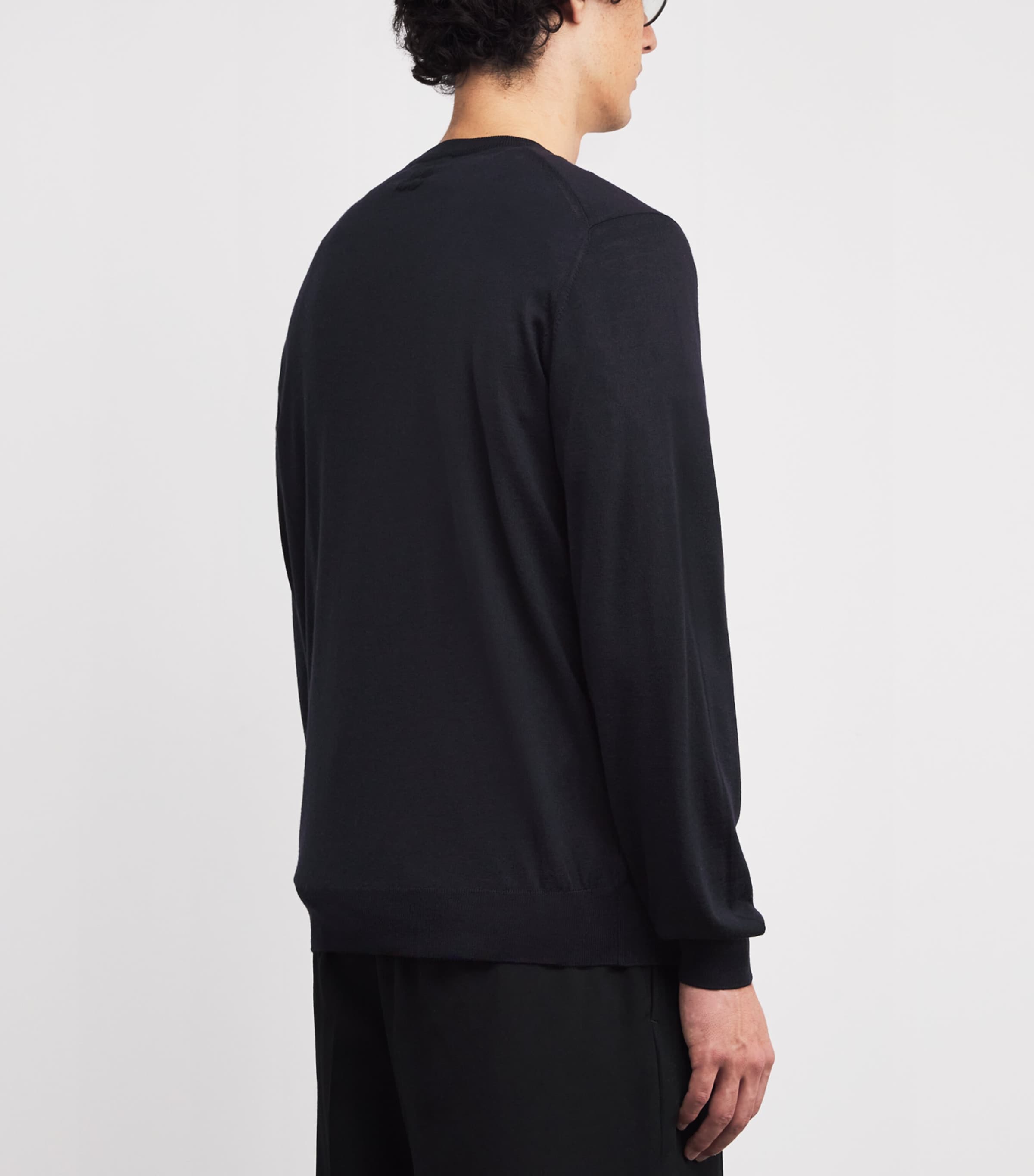 Virgin Wool Crew-Neck Sweater 850-NAVY Image 4