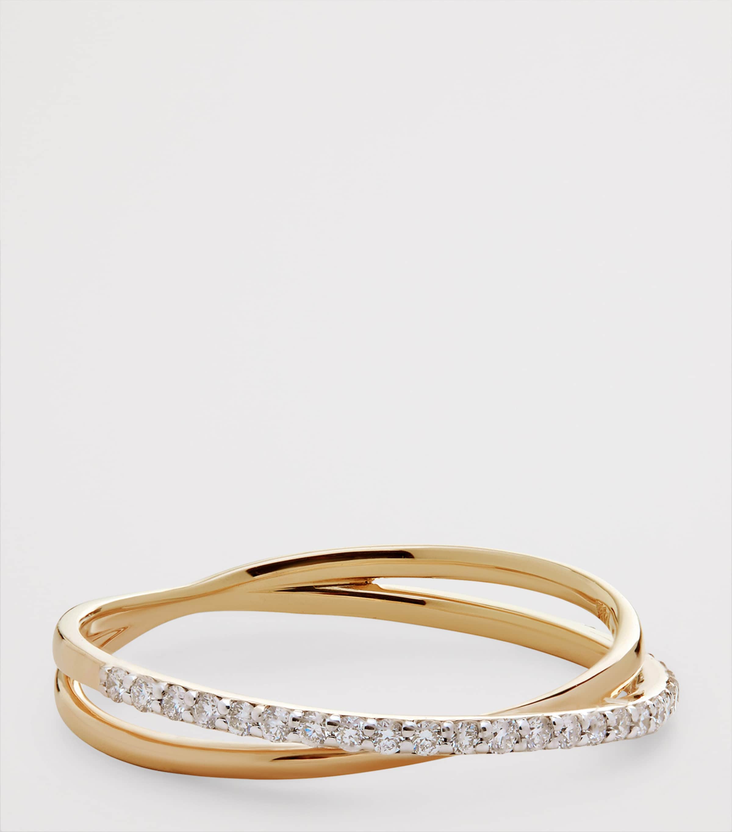 Monica Vinader Yellow Gold and Diamond Crossover Ring Solid Gold Image 3