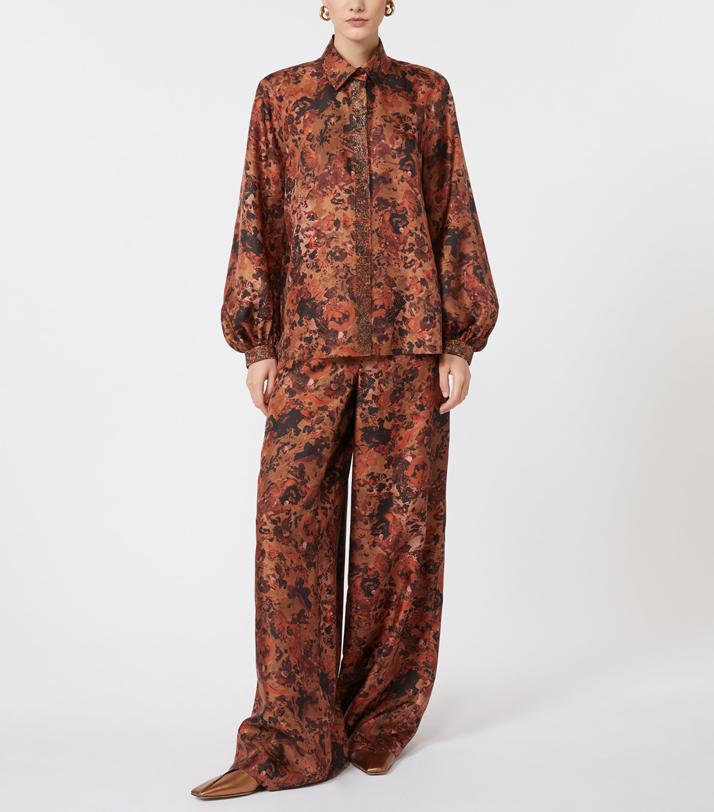 Silk Twill Printed Shirt TERRA COTTA Image 2