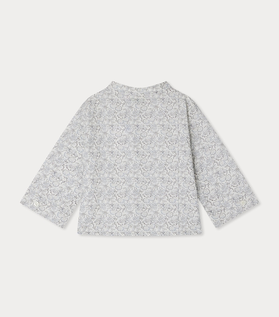 Cotton Floral Shirt (1-18 Months) FL BLEU GRIS Image 2