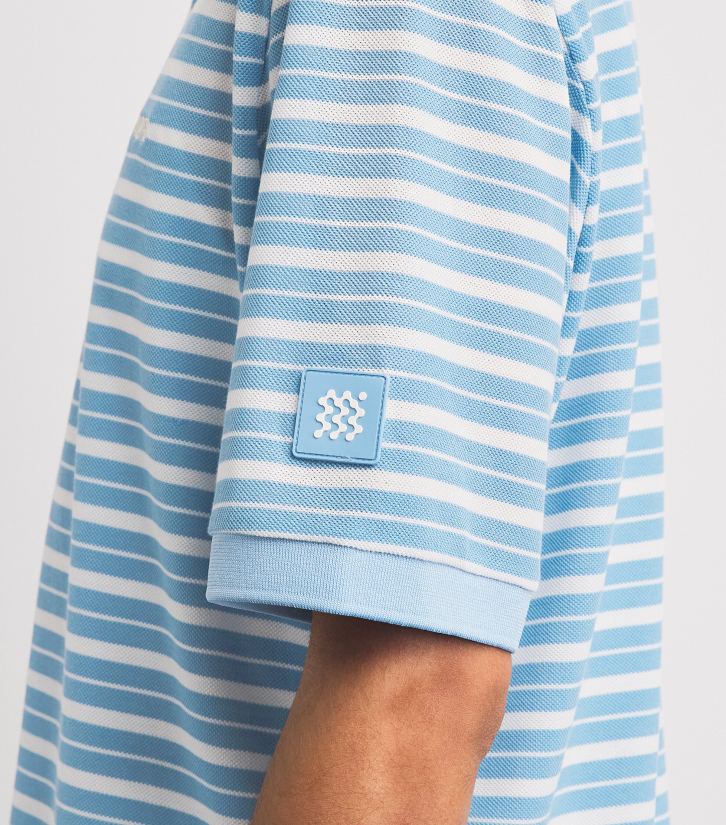 Manors Mens Piqué Stripe GOAT Polo Shirt Sky Blue Image 3