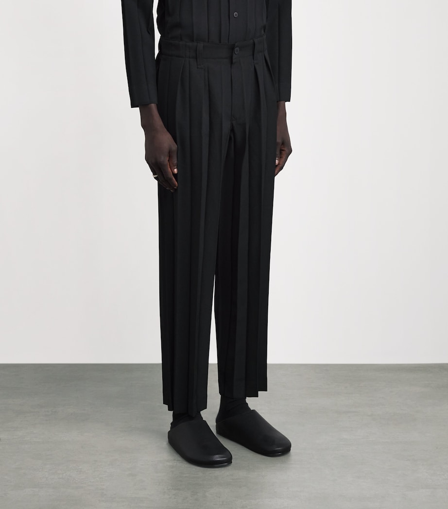 Homme Plissé Issey Miyake Mens Edge Pleat Straight Trousers Black Image 4
