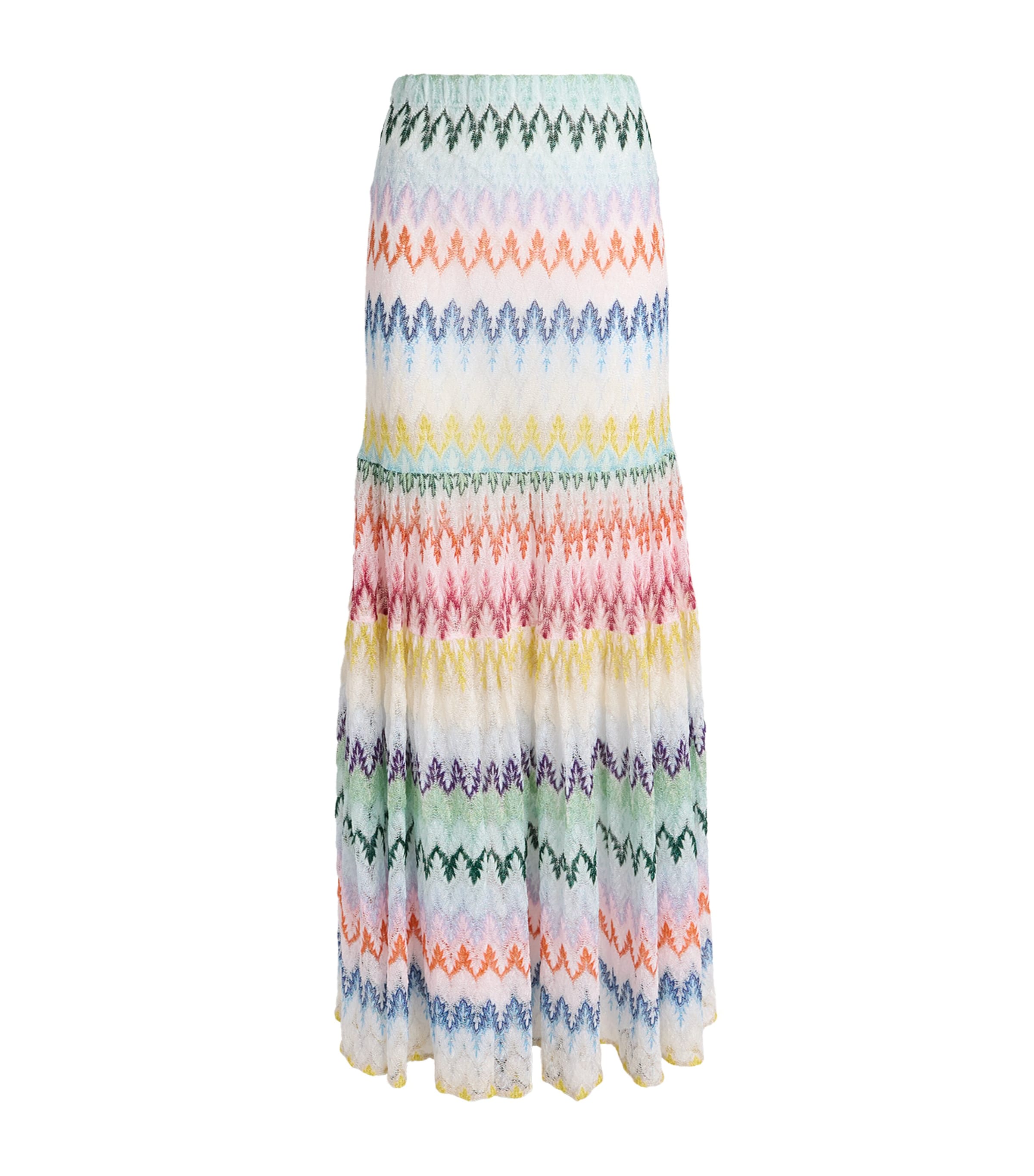 Missoni Womens Metallic Zigzag Maxi Skirt Mlti/white Bse Image 1