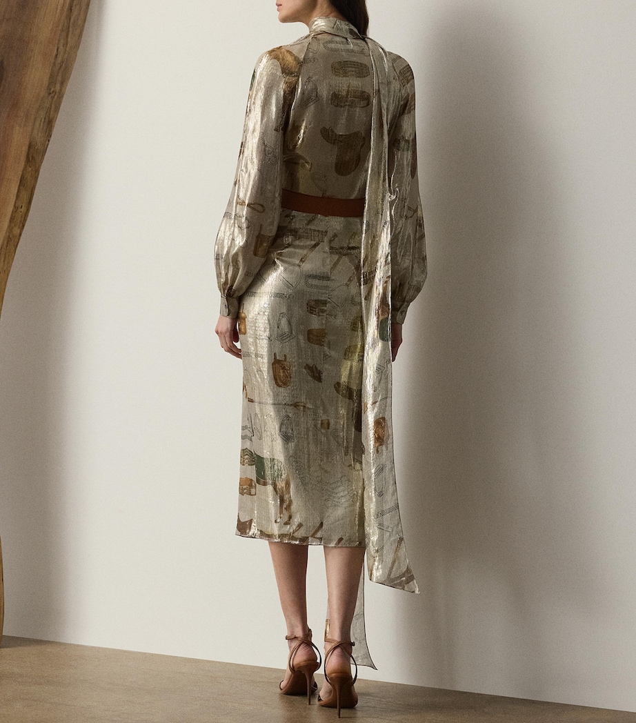 Silk Lamé Midi Dress PALLADIUM MULTI Image 3