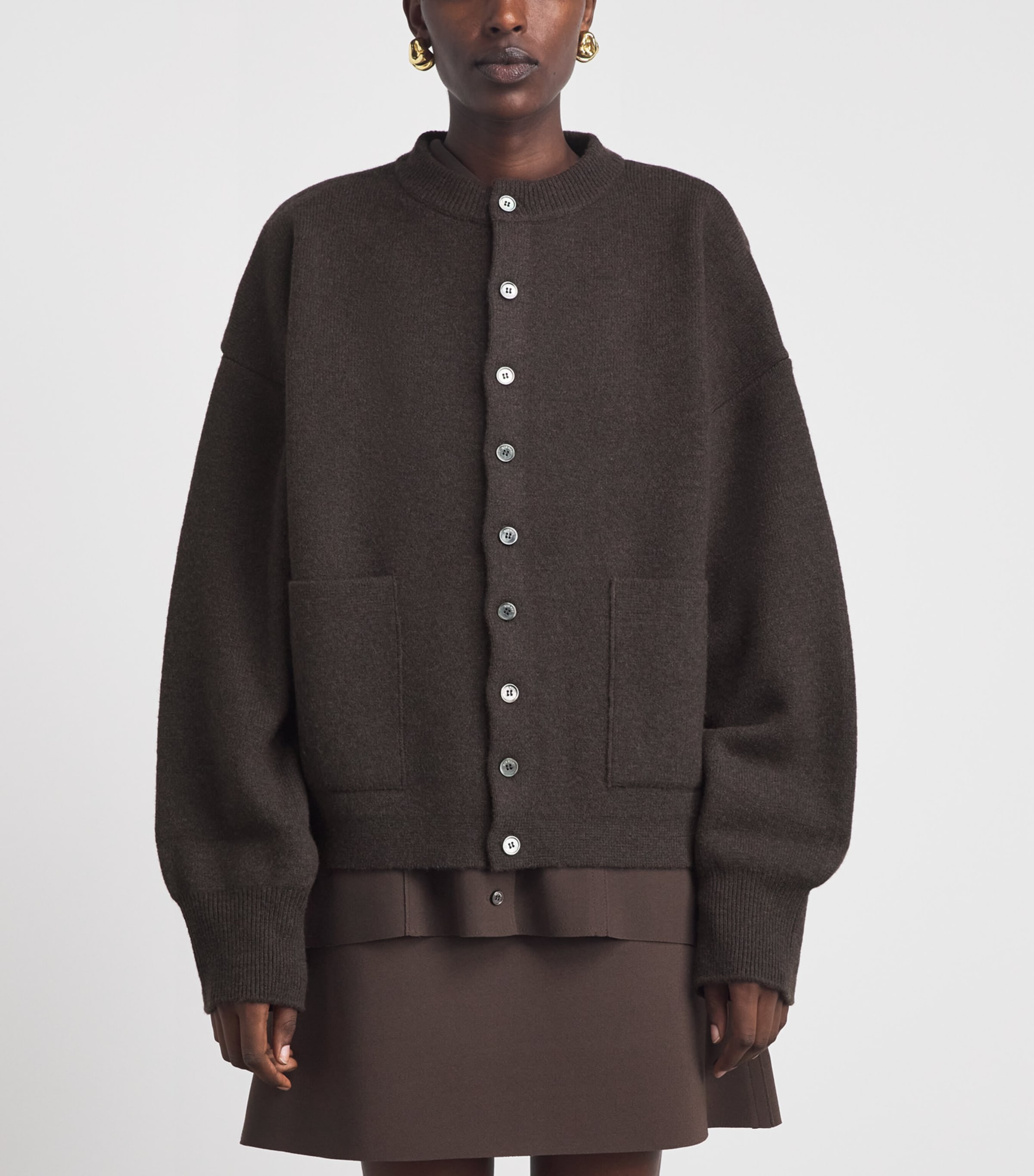 Birrot Womens Merino Wool Cardigan Brown Image 4