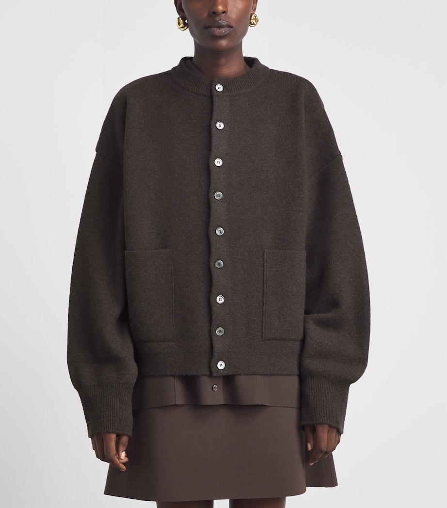 Birrot Womens Merino Wool Cardigan Brown Image 4
