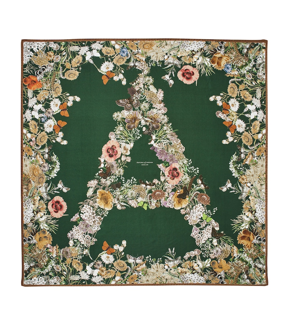 Silk Botanical 'A' Print Scarf RACING GREEN Image 1