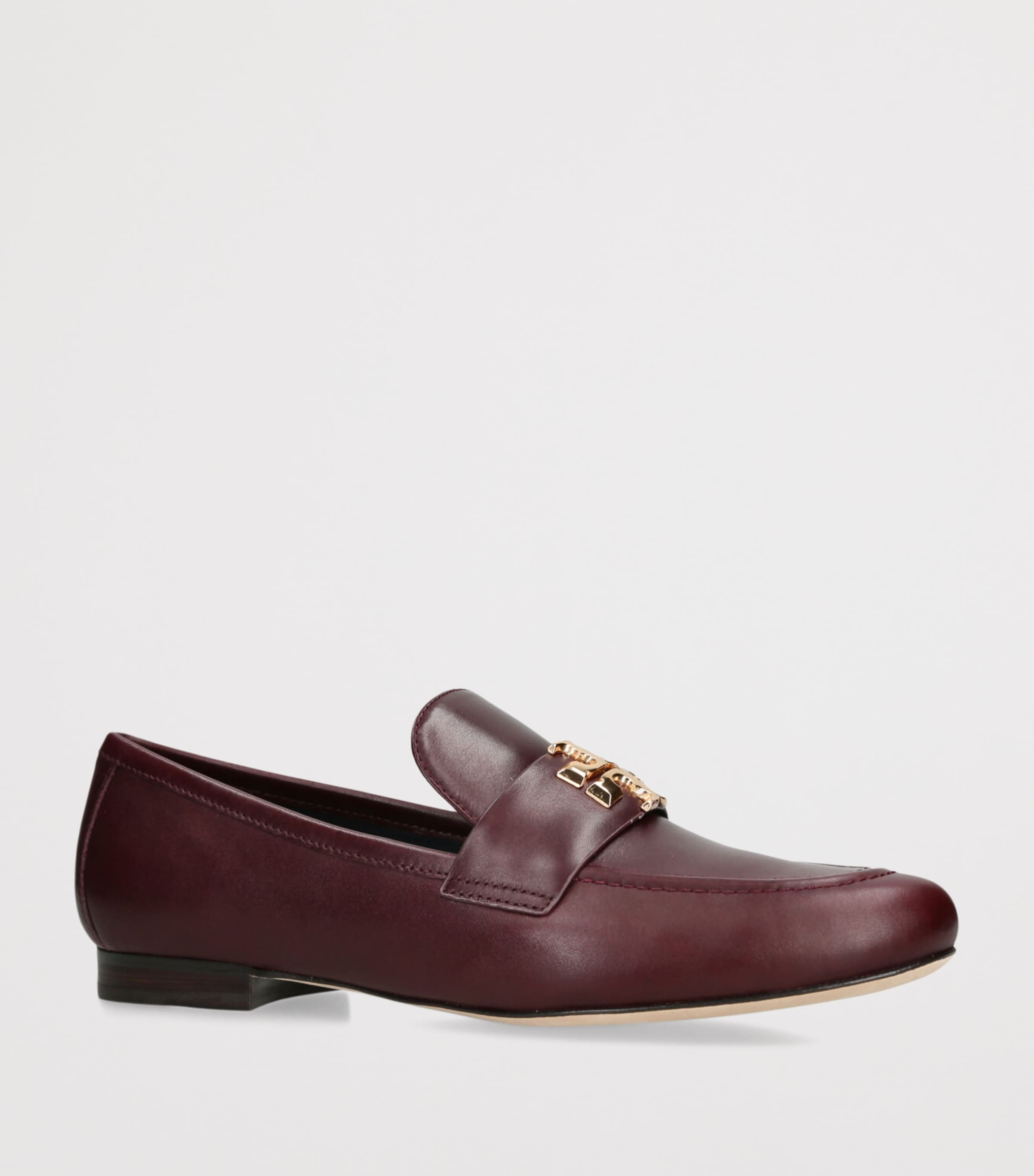 Tory Burch Men’s Dark Burgundy Leather Penny Loafers with Gold Logo Classic Penny Loafer: Women main image 2