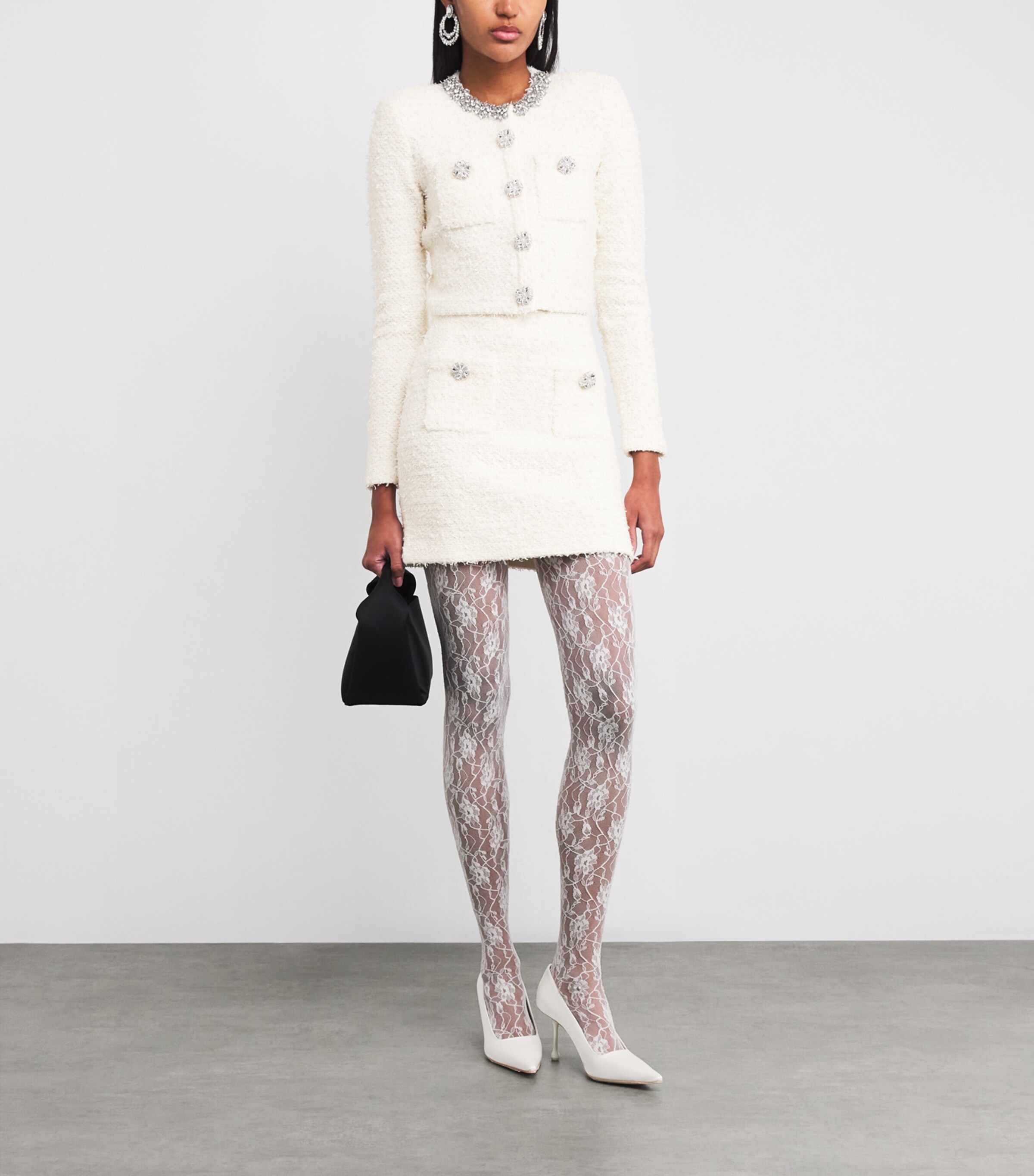 Bouclé Embellished Cardigan CREAM Image 2