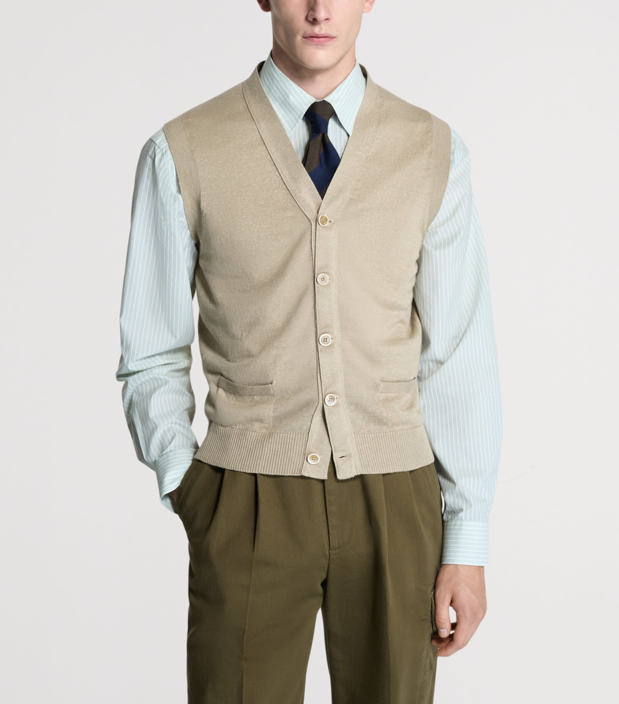 Dunhill Mens Linen-Cashmere Sweater Vest Image 4