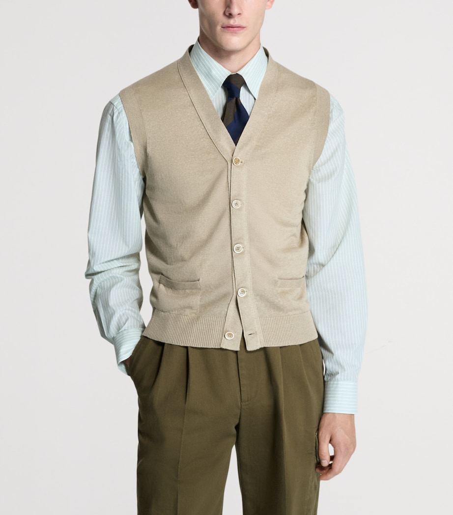 Dunhill Mens Linen-Cashmere Sweater Vest Image 4