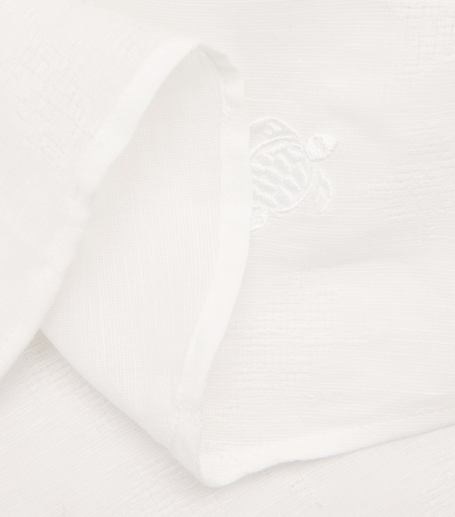 Vilebrequin Mens Cotton-Linen Embroidered Caroubis Shirt Blanc Image 6