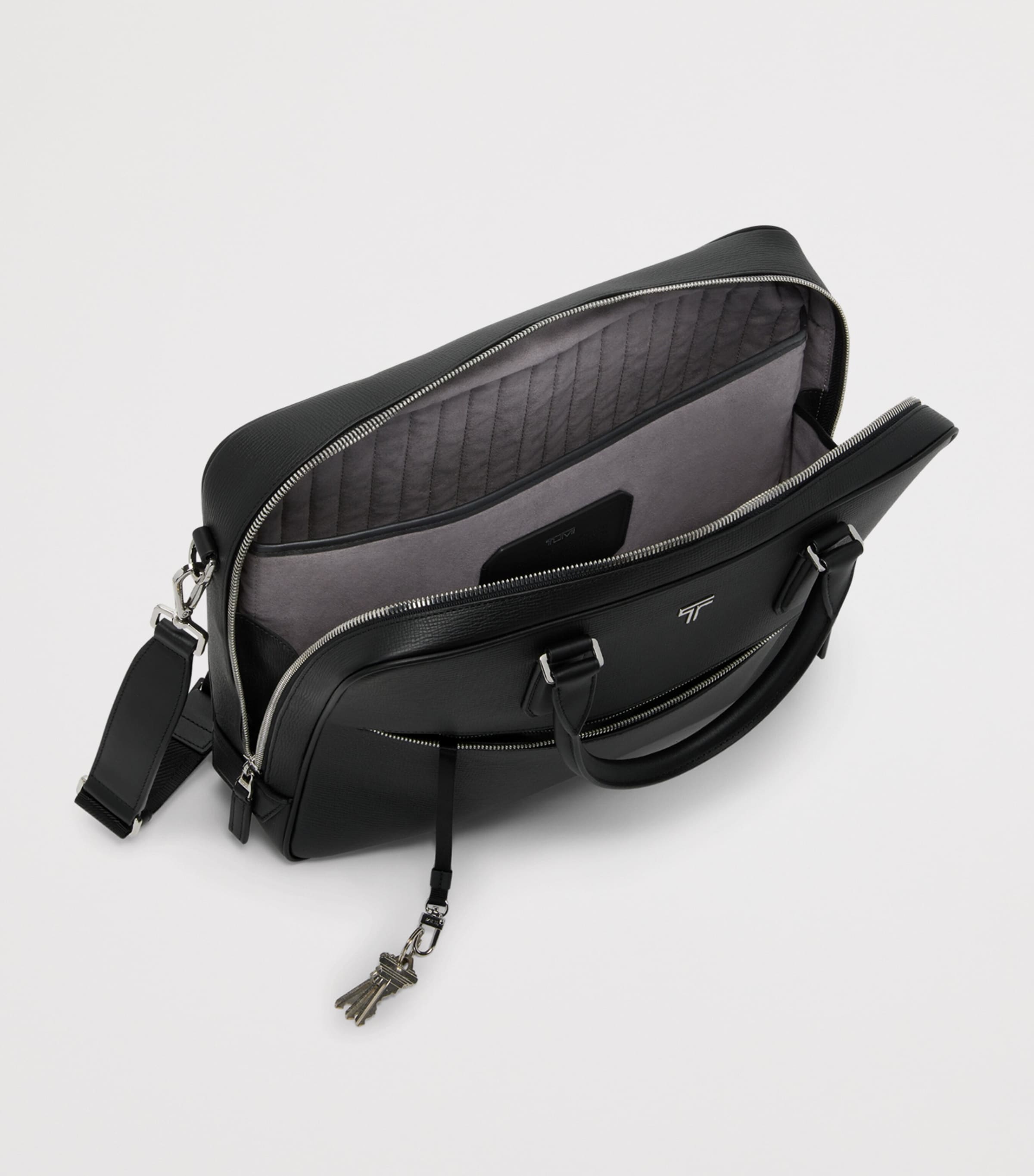 Tumi Medium Leather Turin Leonzo Briefcase Black Image 2