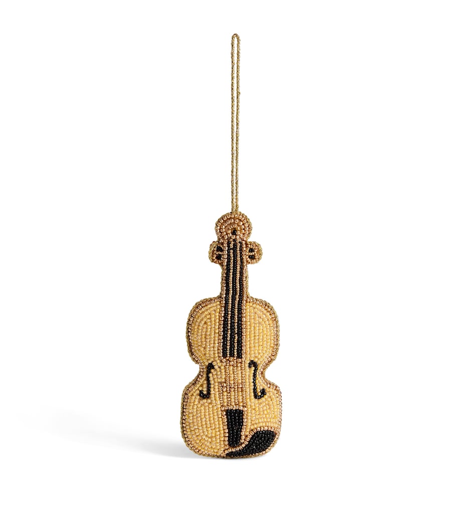 Harrods Beaded Violin Tree Decoration Gold/black Image 1