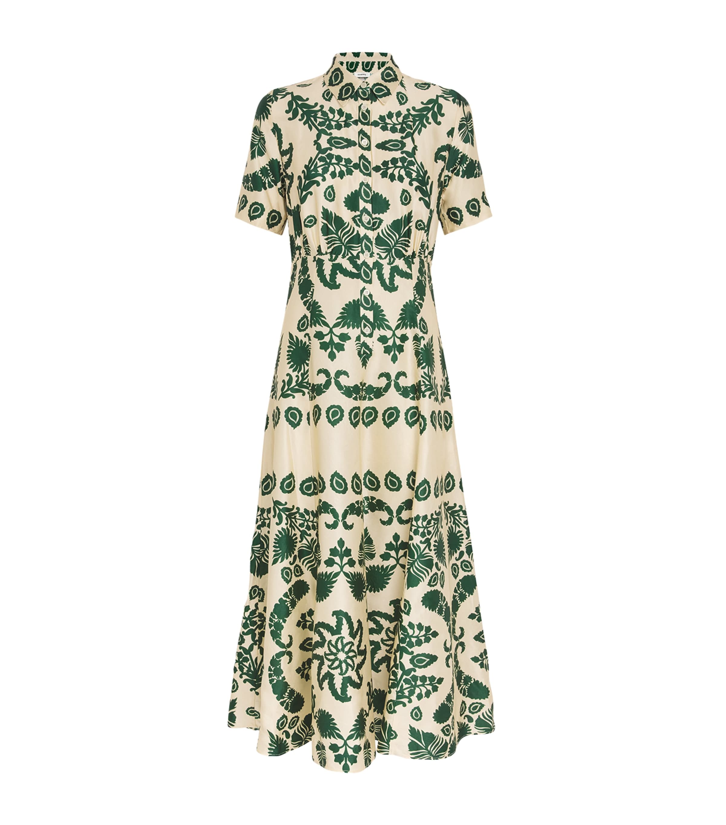 Sandro Floral Print Midi Dress In Beige