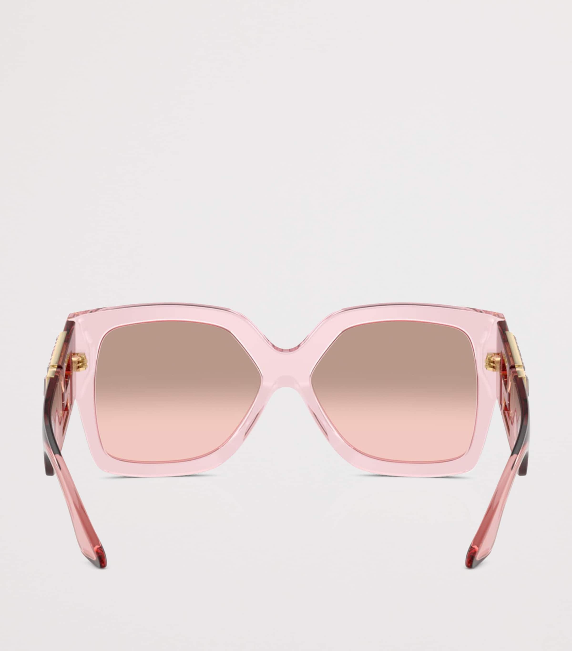 Versace Crystal-Embellished Rectangle Sunglasses Pink Image 4