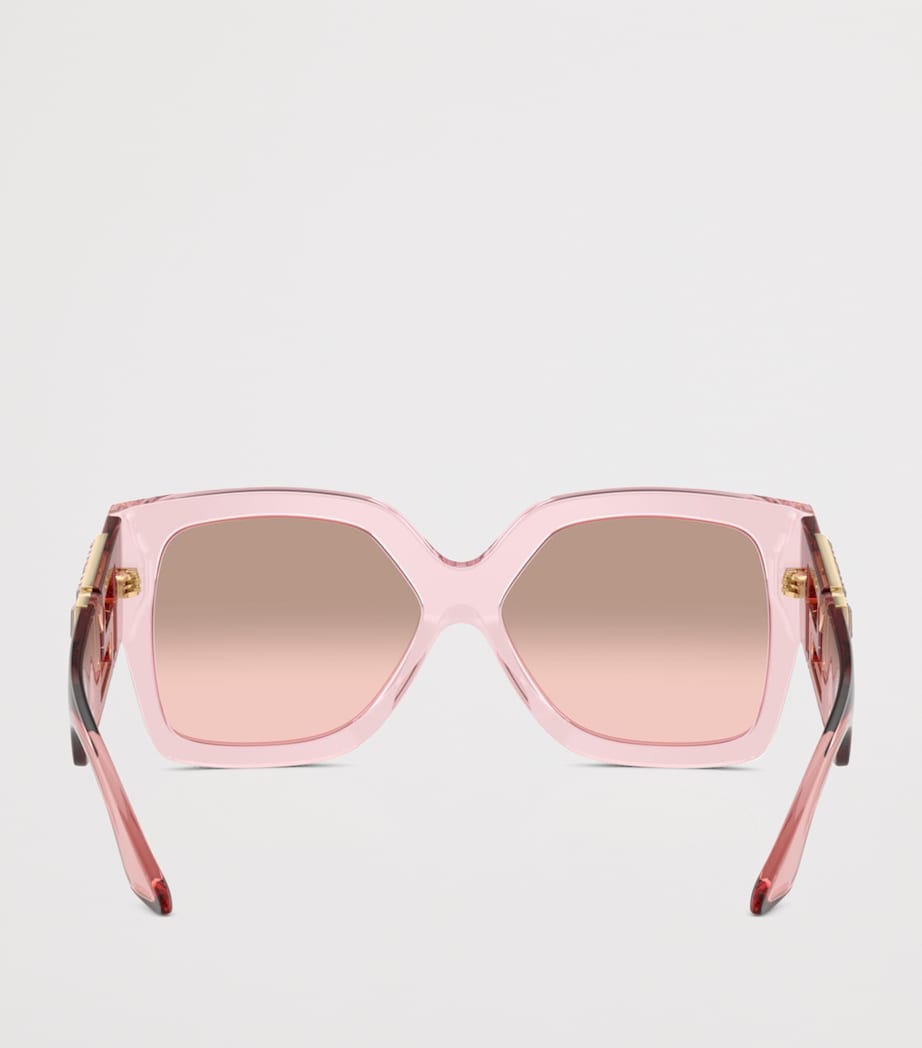 Versace Crystal-Embellished Rectangle Sunglasses Pink Image 4