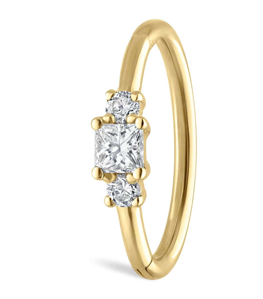 Diamond Princess Single Hoop Earring (9.5mm) YELLOW GOLD Image 1