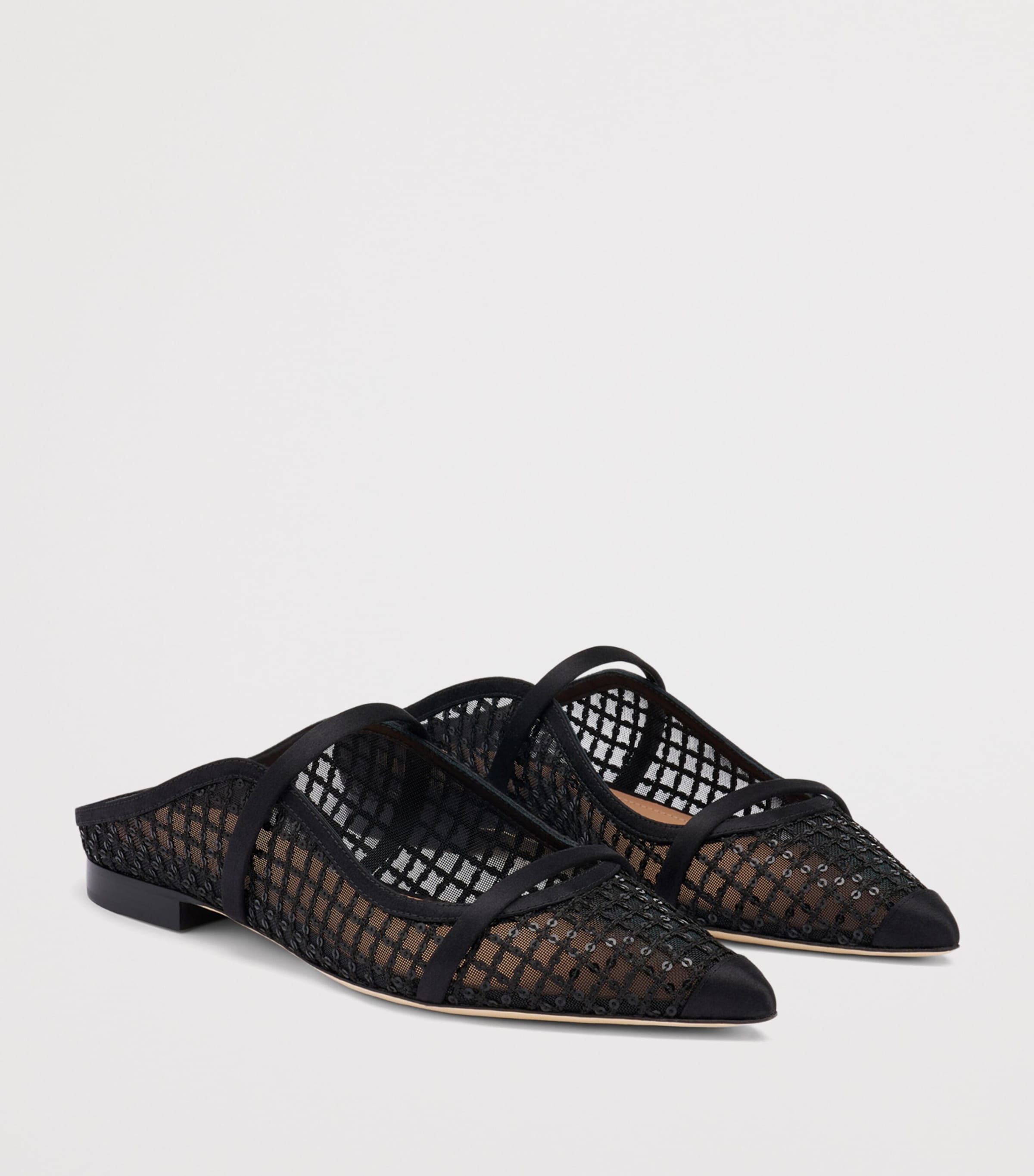 Malone Souliers Sequin Mesh Maureen Mules Black Image 3