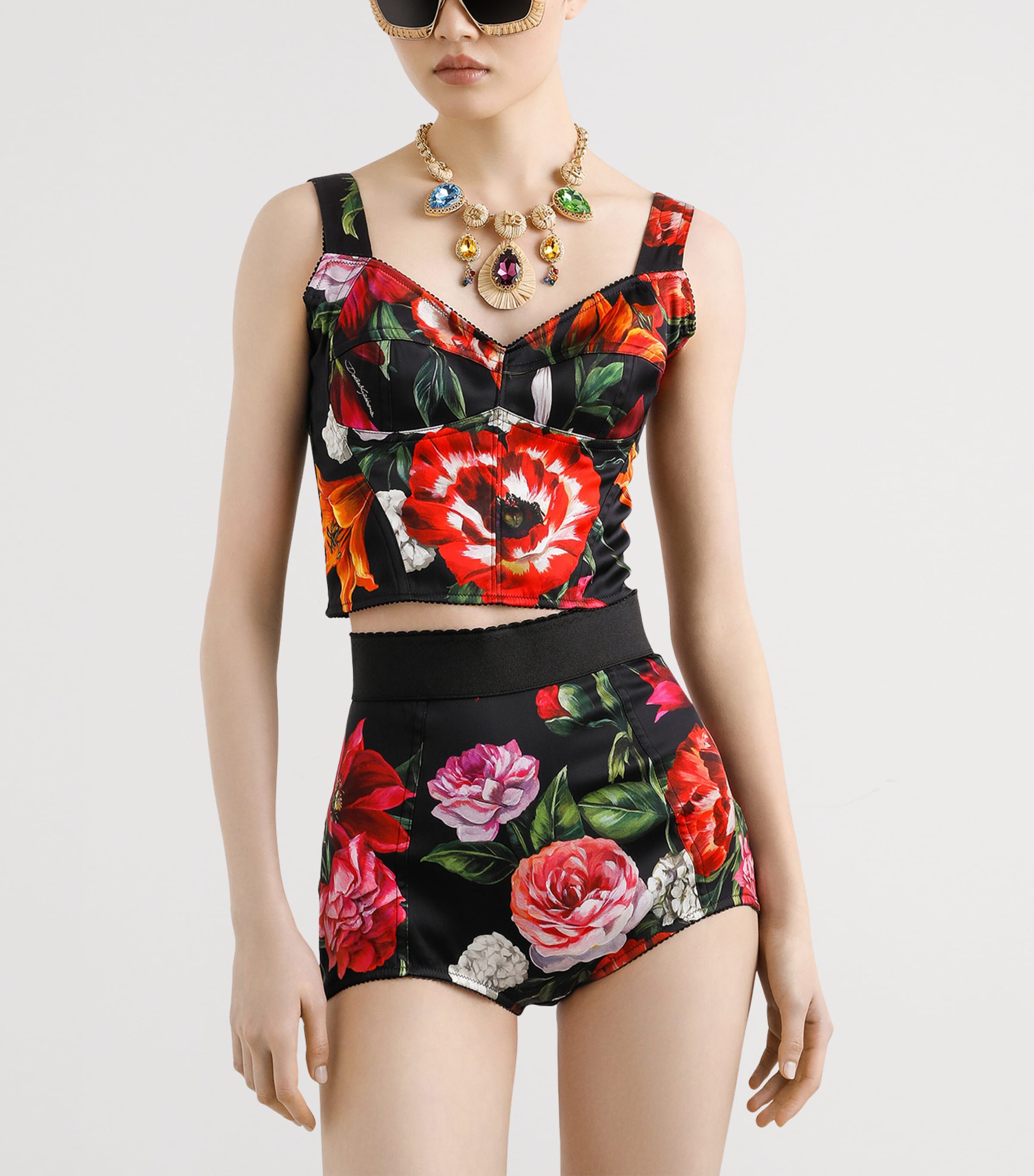 Flower Print Bustier Top HN5PB-ANEMONI GIGLI Image 4