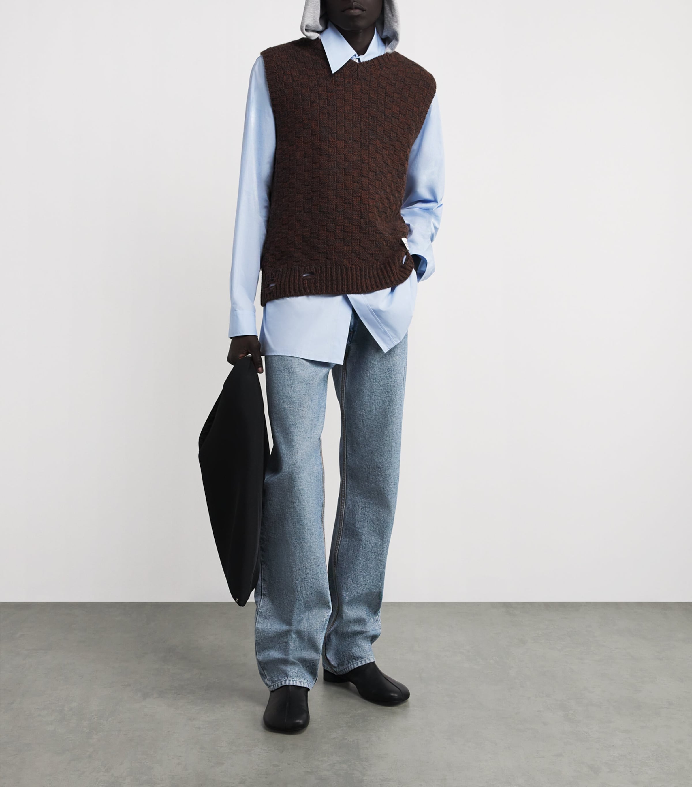 MM6 Maison Margiela Mens Virgin Wool-Blend Sweater Vest Brown Image 2