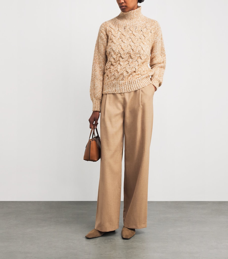 Wool-Blend Metallic Pleated Trousers  SABBIA Image 2