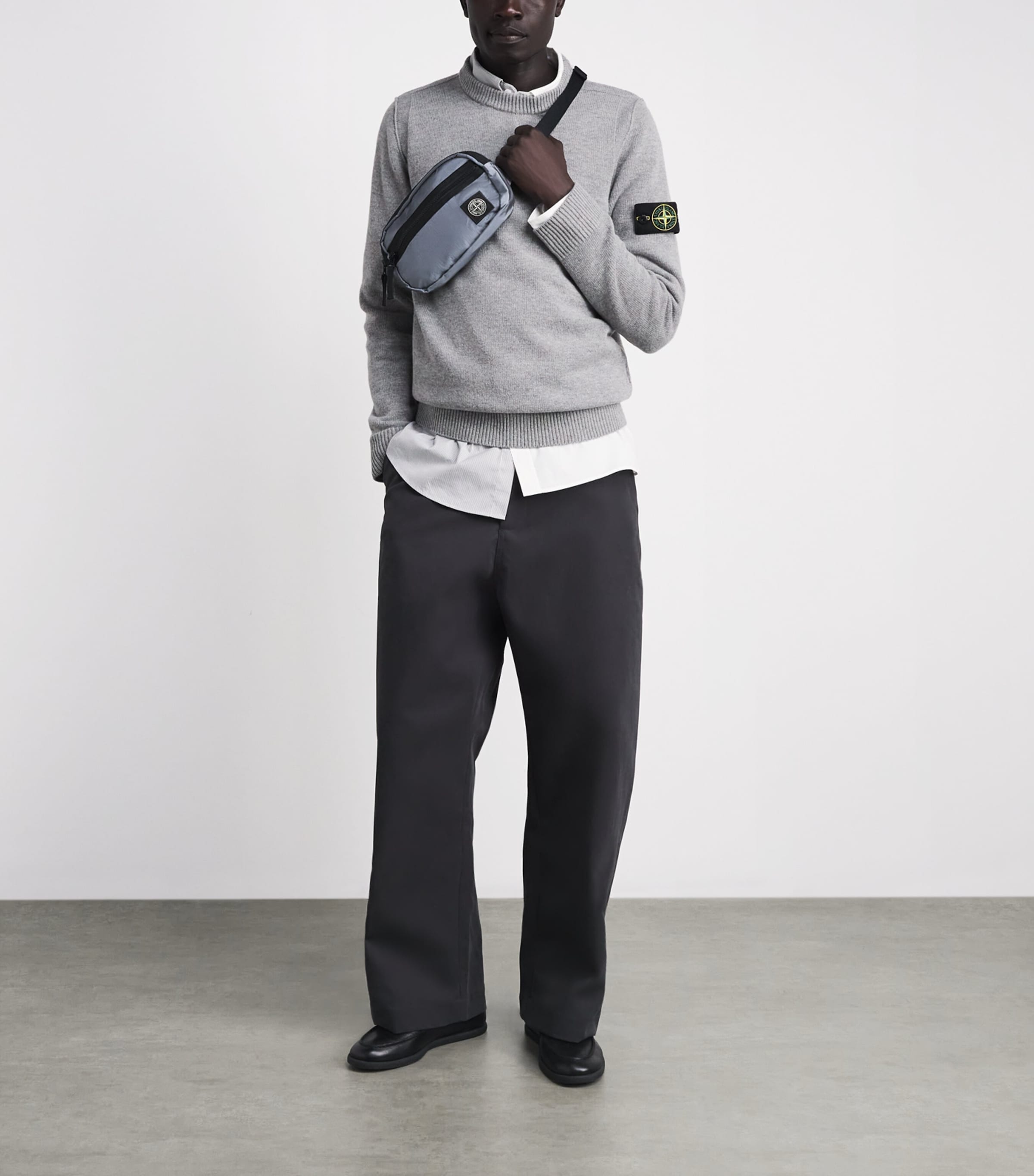 Stone Island Mens Virgin Wool-Blend Compass Sweater Image 2